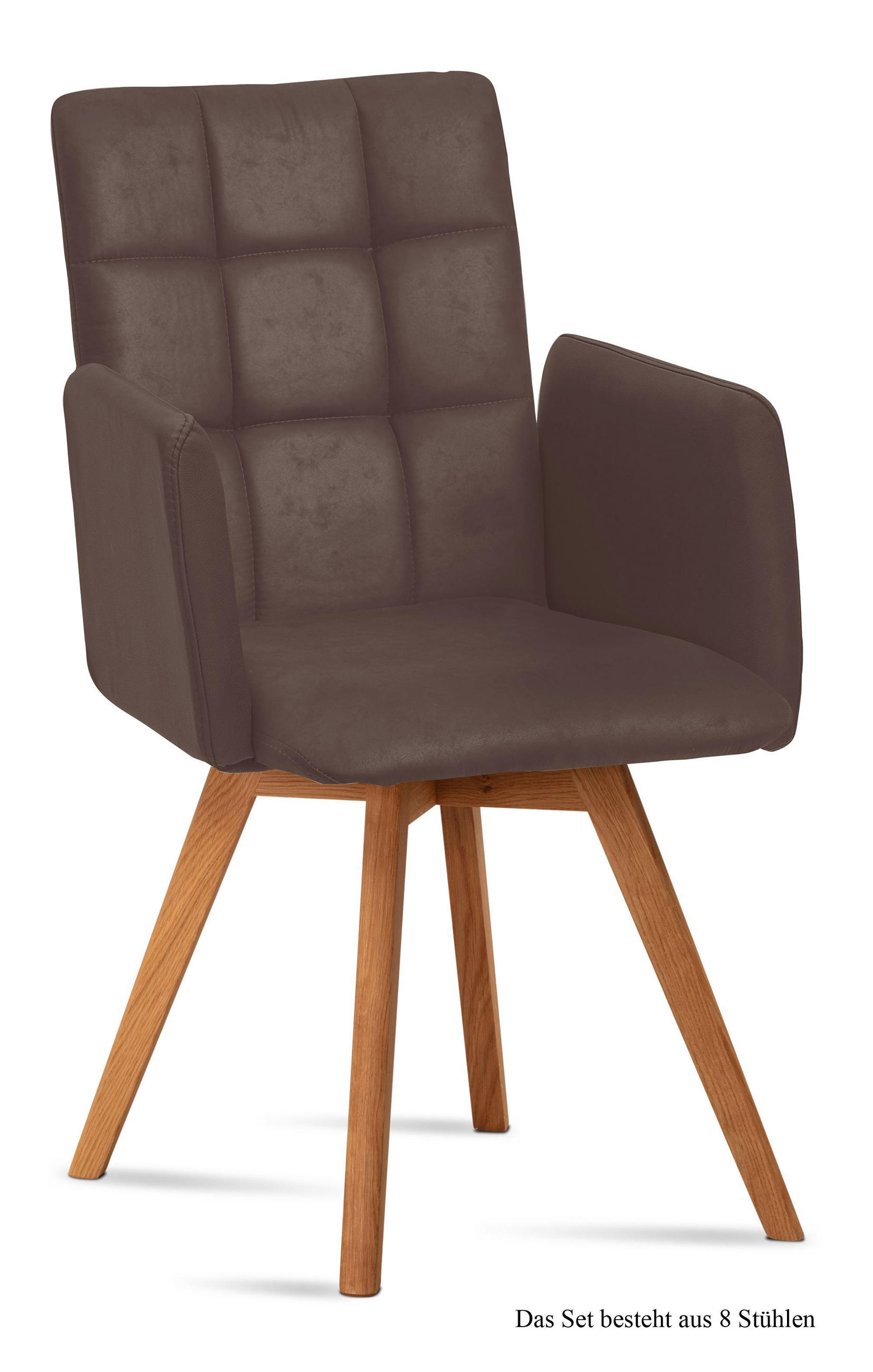 ARMLEHNSTUHL (8er-Set) Dione 52x91x60 Eiche geölt/Braun - Eichefarben/Braun, Kunststoff (60/91/52cm) - 58aufmkessel