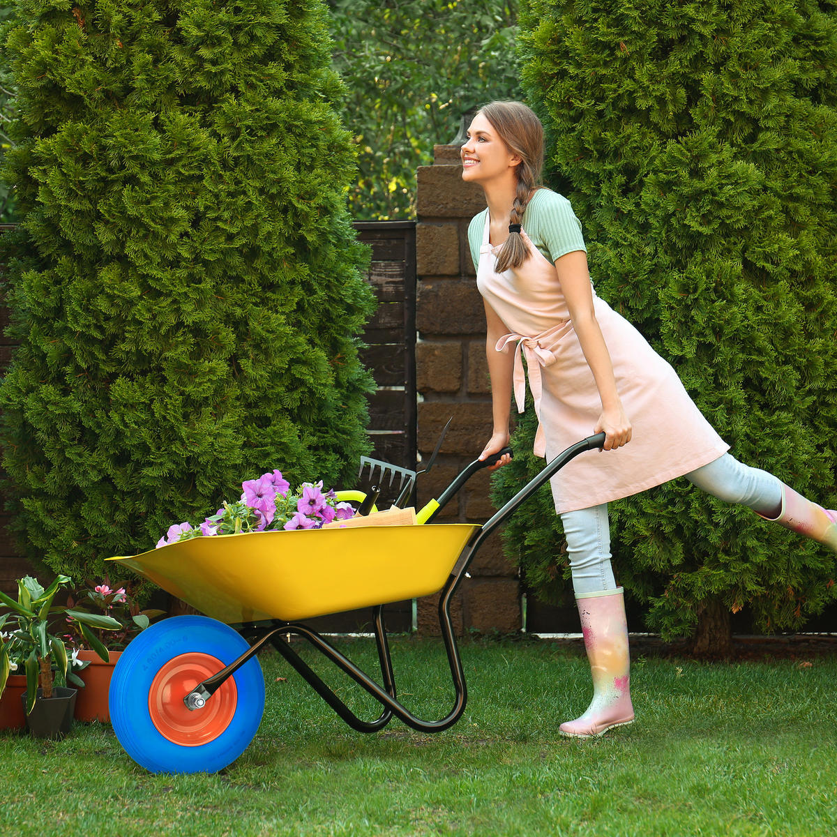 SCHUBKARRENRAD - Multicolor, Kunststoff/Metall (39/39/8.5cm) - Relaxdays