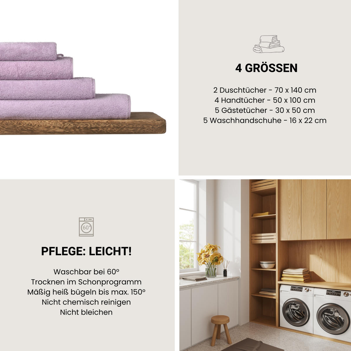 GÄSTETUCHSET Milano - 5-teilig - 30 x 50 cm - Rosé - Rosa, Textil (30/50cm) - SCHIESSER