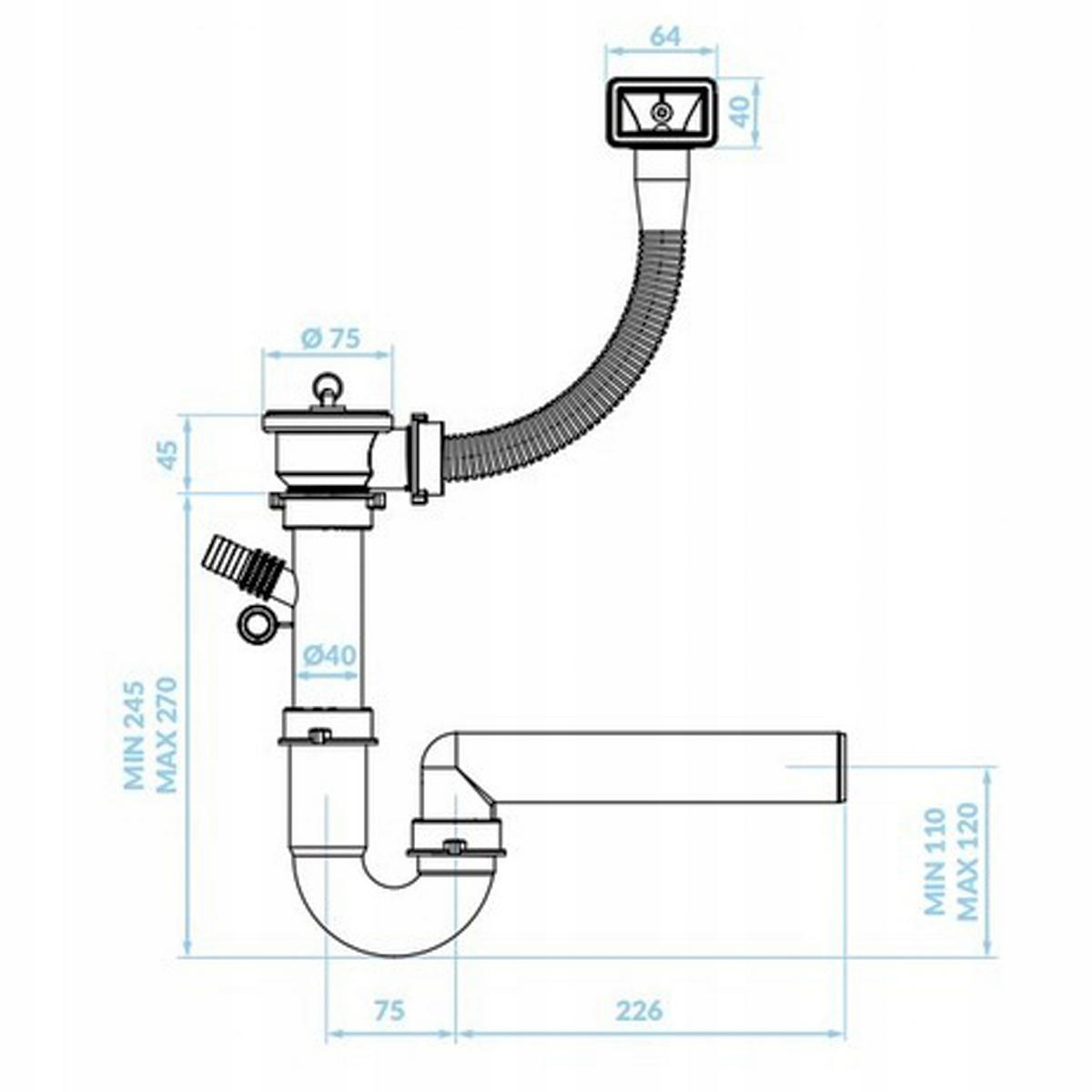 SPÜLUNTERSCHRANK 80cm mit Spüle + Armatur + Siphon Weiß - Weiß, Holzwerkstoff (80/82/50cm) - Stamar