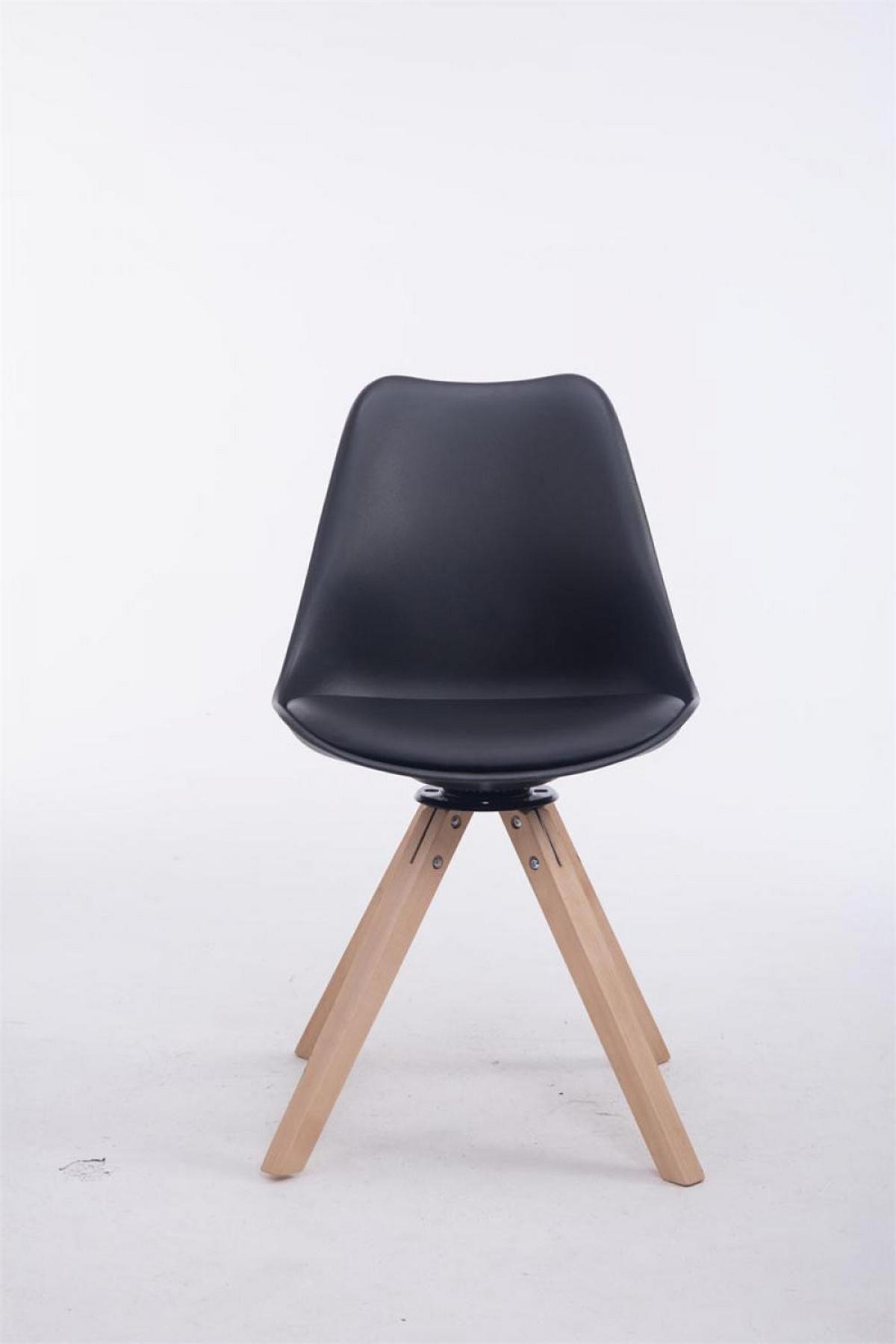 DREHSTUHL Lederlook schwarz - Eukalyptusholzfarben/Schwarz, Holz/Textil (48/84/56cm) - CLP