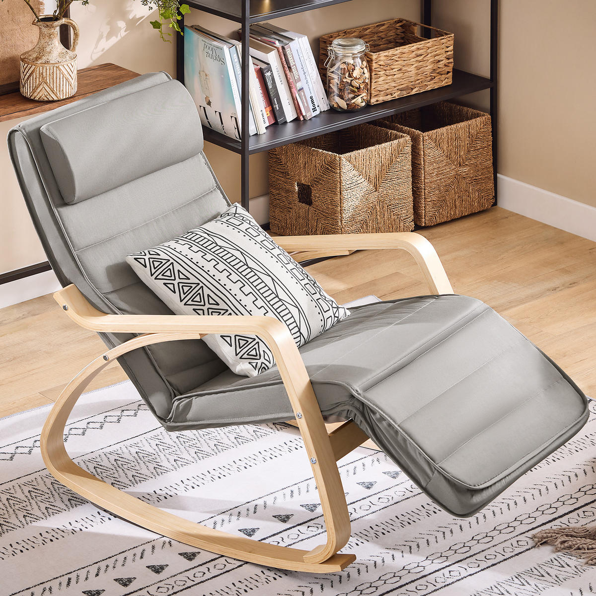 SCHAUKELSTUHL Grau - Grau, Holz/Textil (56/80/80cm) - SoBuy