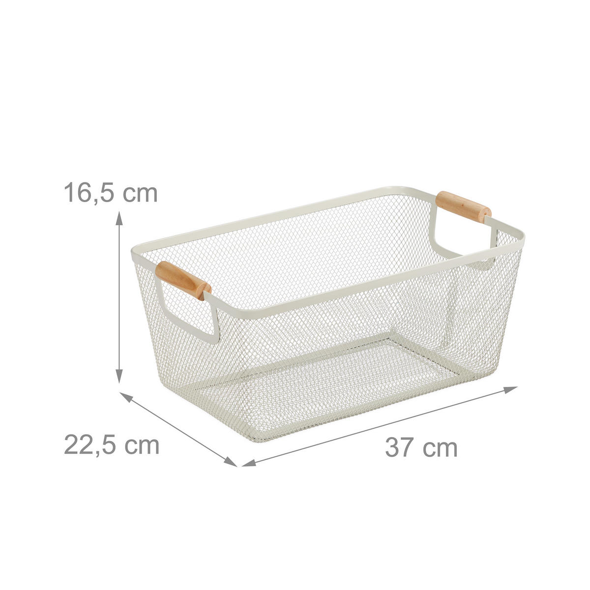DRAHTKORB - Weiß, Holz/Metall (37/16.5/22.5cm) - Relaxdays