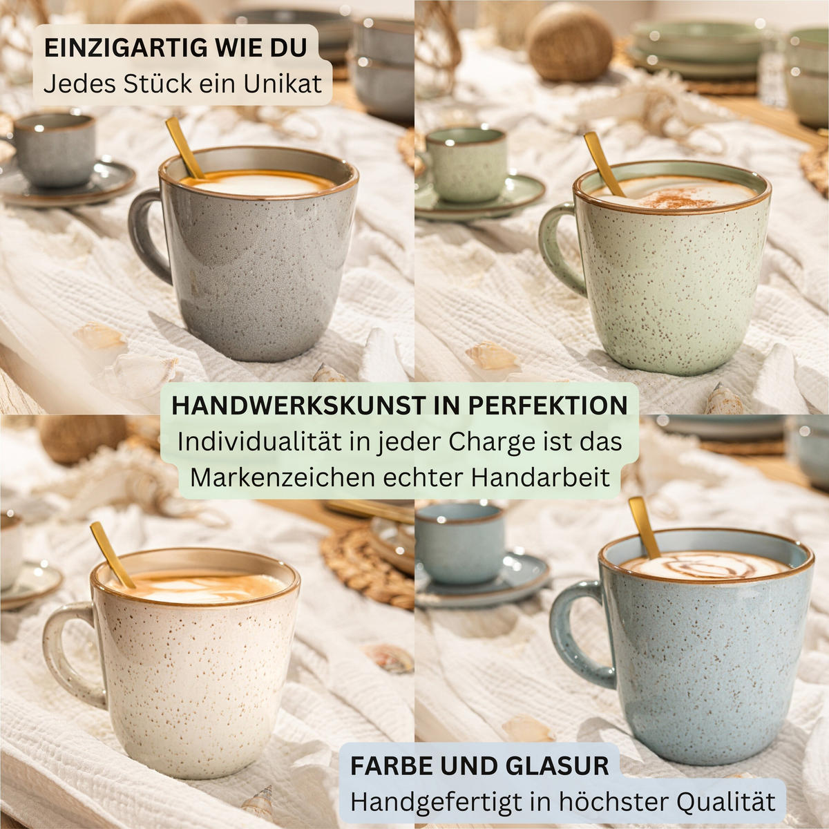 KAFFEEBECHER SET RIO - 4 teilig aus Steingut - Multicolor, Keramik (0.43L) - Sänger