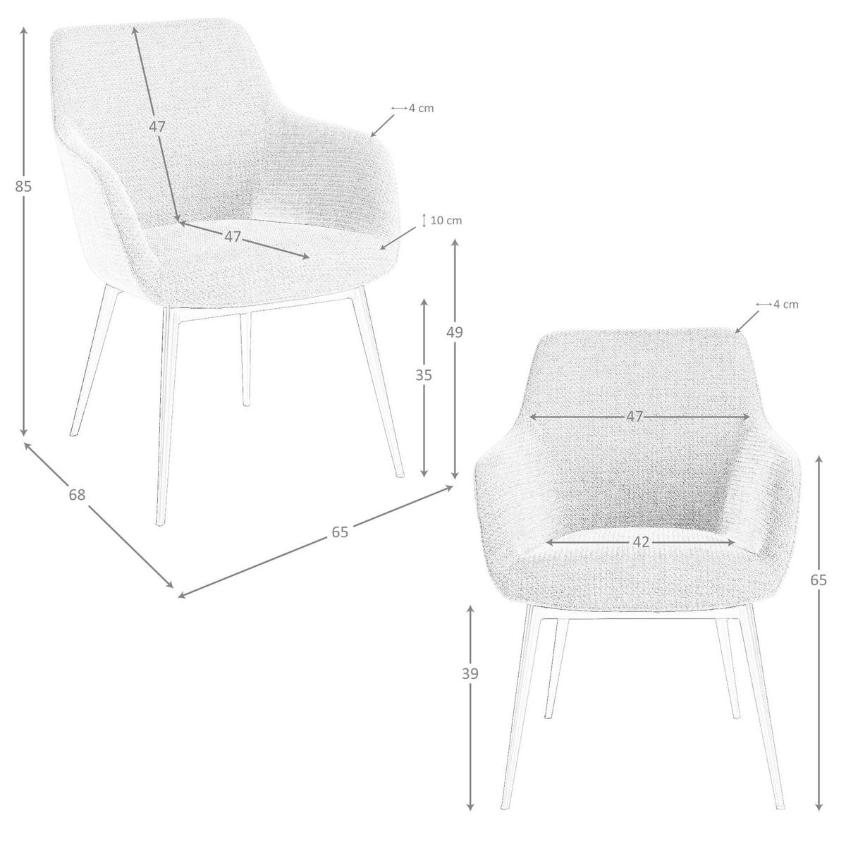 STUHL Stuhl aus grauem Stoff 65/68/85cm - Hellgrau/Robinienfarben, Textil/Metall (65/85/68cm) - ANGEL CERDA