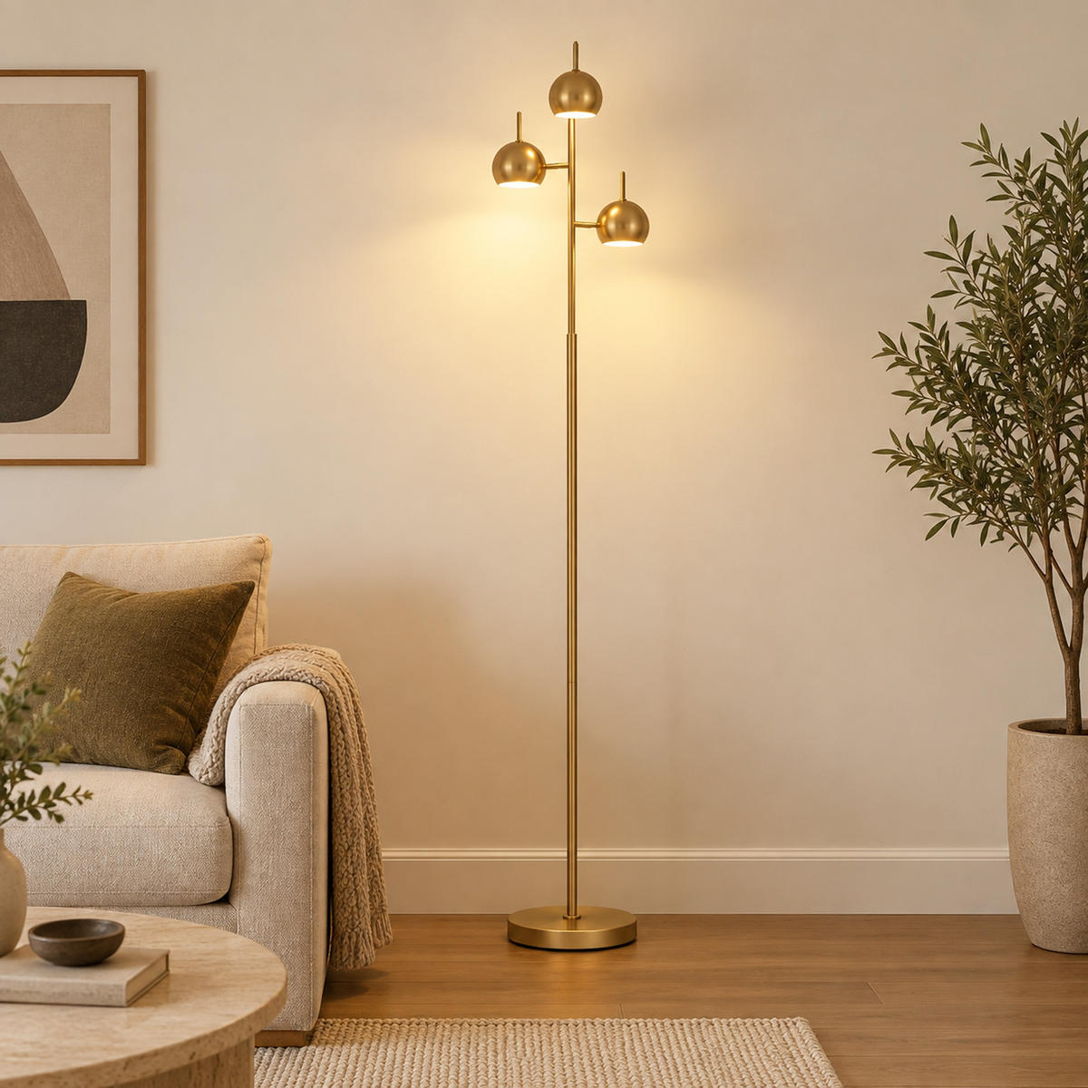 STEHLAMPE Stahl Gold - Goldfarben, Metall (23/23/165cm) - HOMCOM