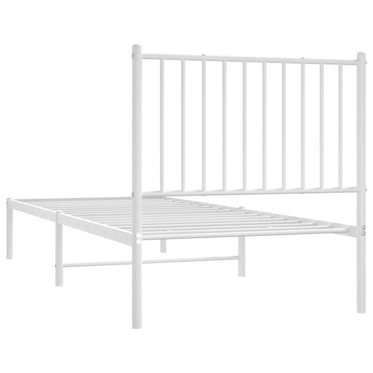 BETTGESTELL Mit Kopfteil Metall Weiss 80/200 Cm - Weiß, Metall (180/200cm) - vidaXL