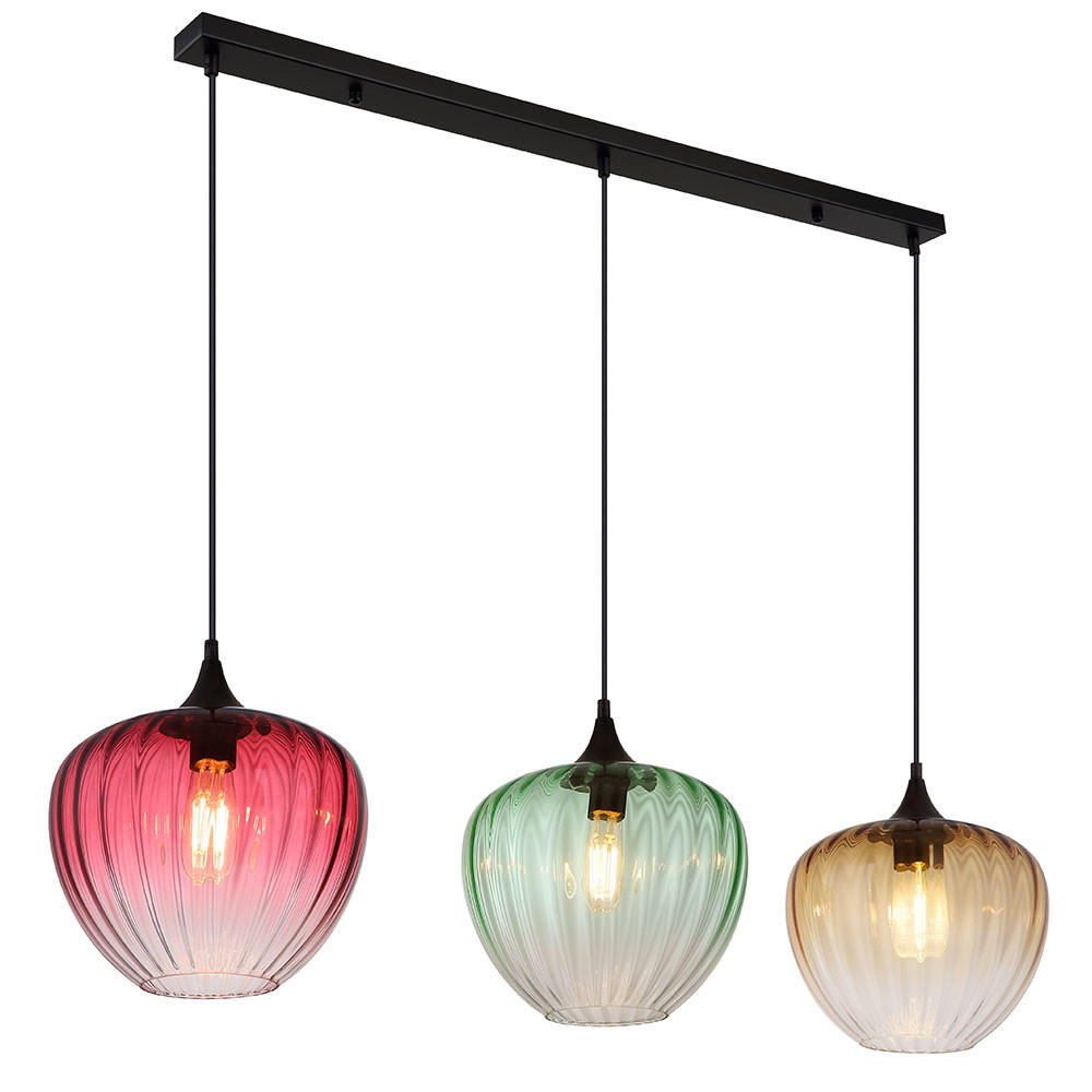 LED PENDELLEUCHTE SOLVEIG Metall Schwarz höhenverstellbar - Schwarz, Glas (119/29/150cm) - Globo Lighting