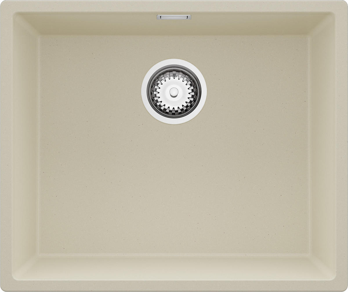 SPÜLBECKEN London Slim, 2-er set Beige 56/47 cm 1 Becken + Ablauf-Set ab 60er Unterschrank - Chromfarben/Beige, Kunststoff (56/20/47cm) - Primagran