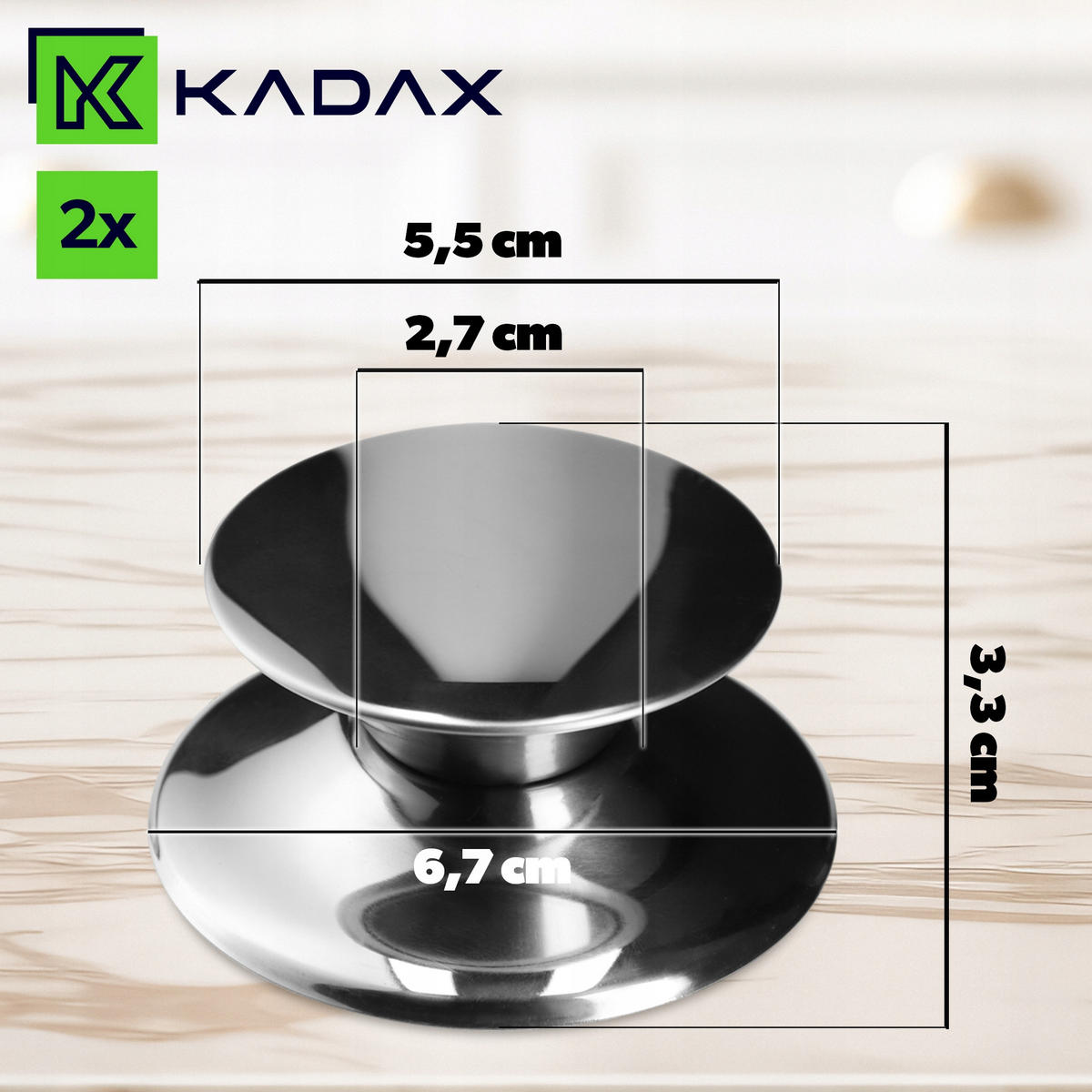 DECKELHALTER, Silber, 2 Stück - Silberfarben, Metall (7cm) - KADAX