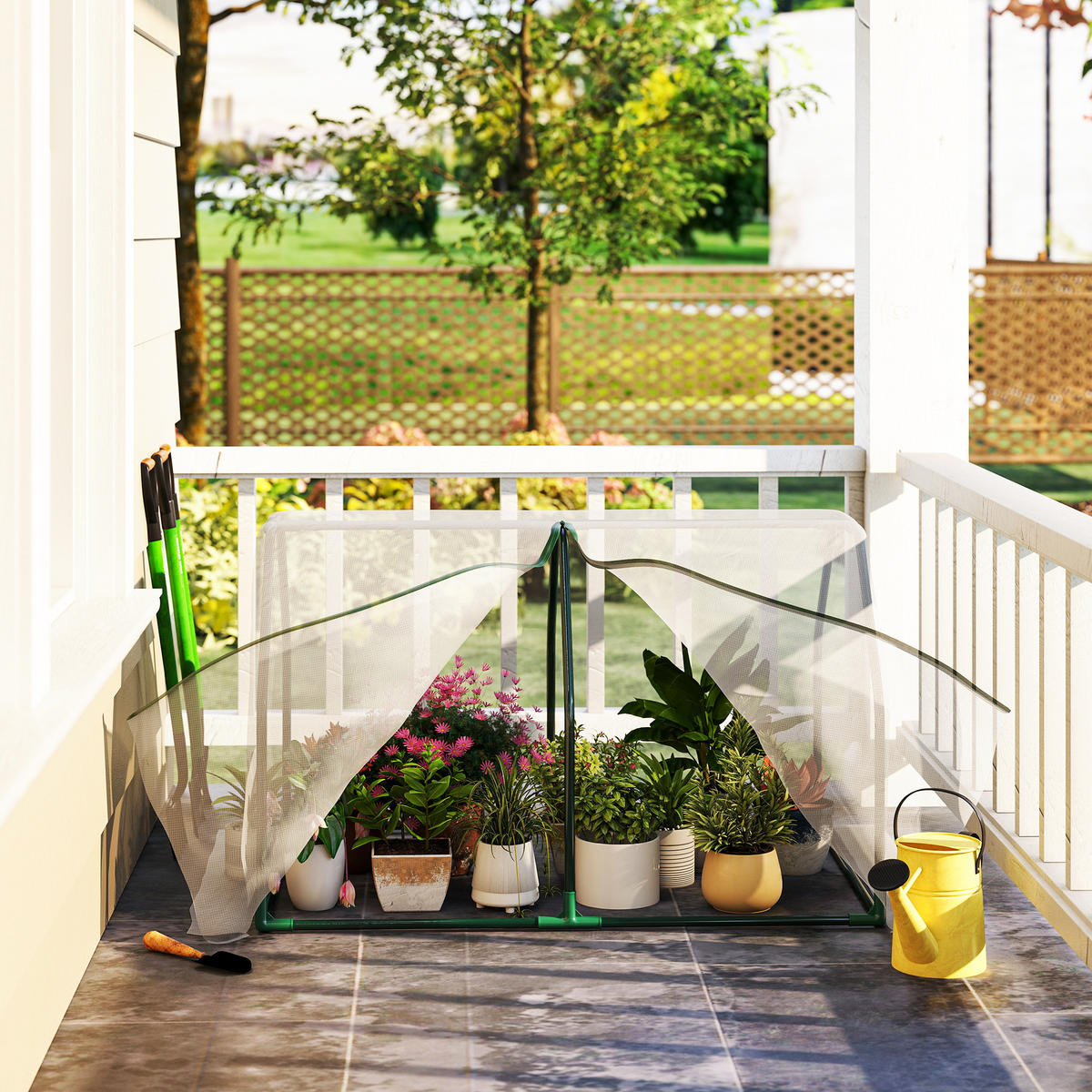 FOLIOVÝ SKLENÍK, bílý, ocel, PE plast - bílá, plast (71/60/99cm) - Outsunny
