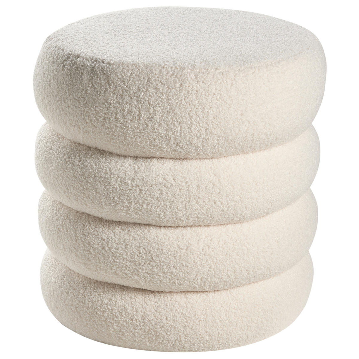 POUF Bouclé Cremeweiß Sumpter - Weiß, Textil (43/47/43cm) - Beliani