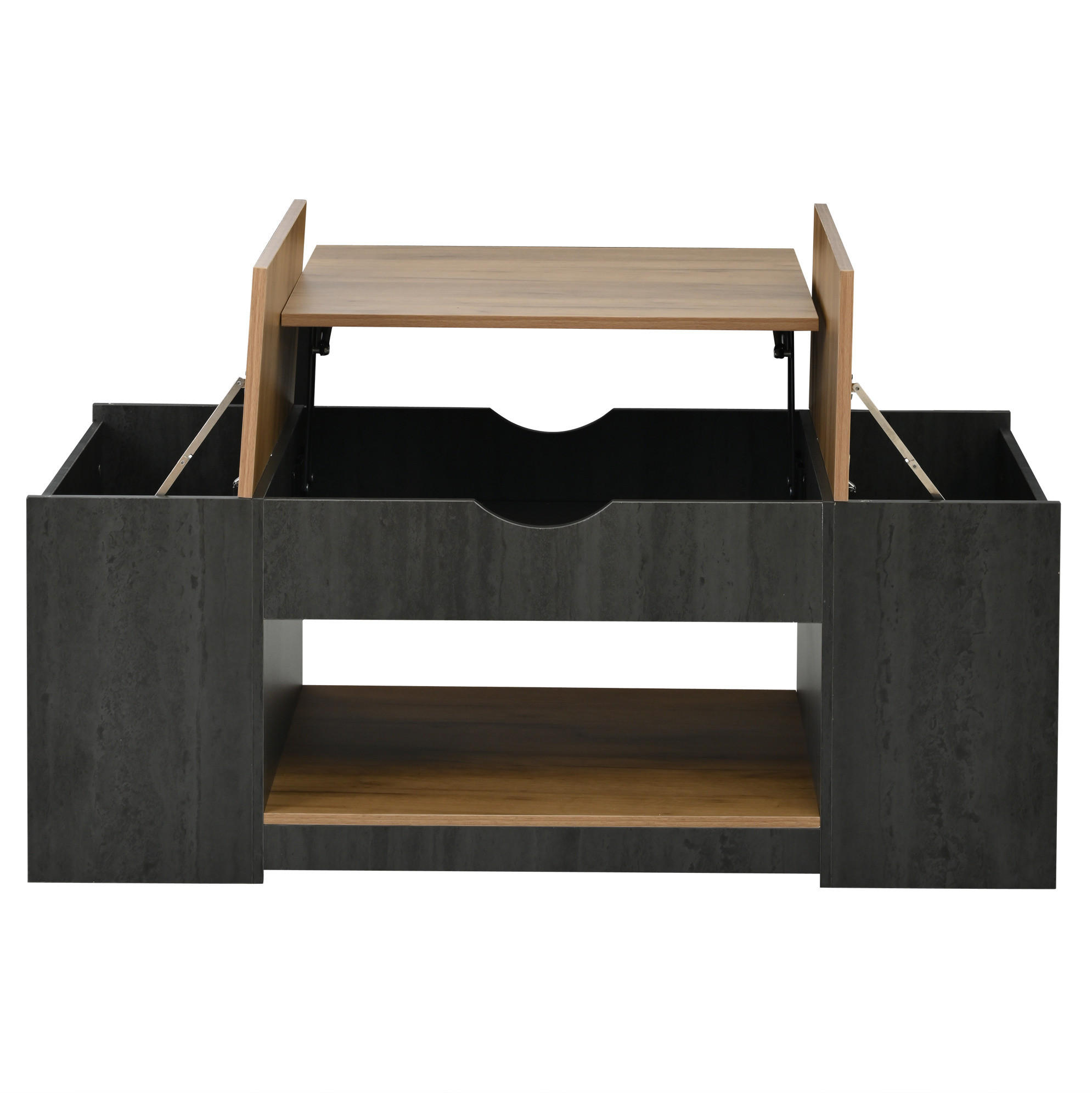 COUCHTISCH 109,5/59,7 cm höhenverstellbar mit Ablage und Stauraum - Grau, Holzwerkstoff (109.5/59.7/43cm) - BEAOK