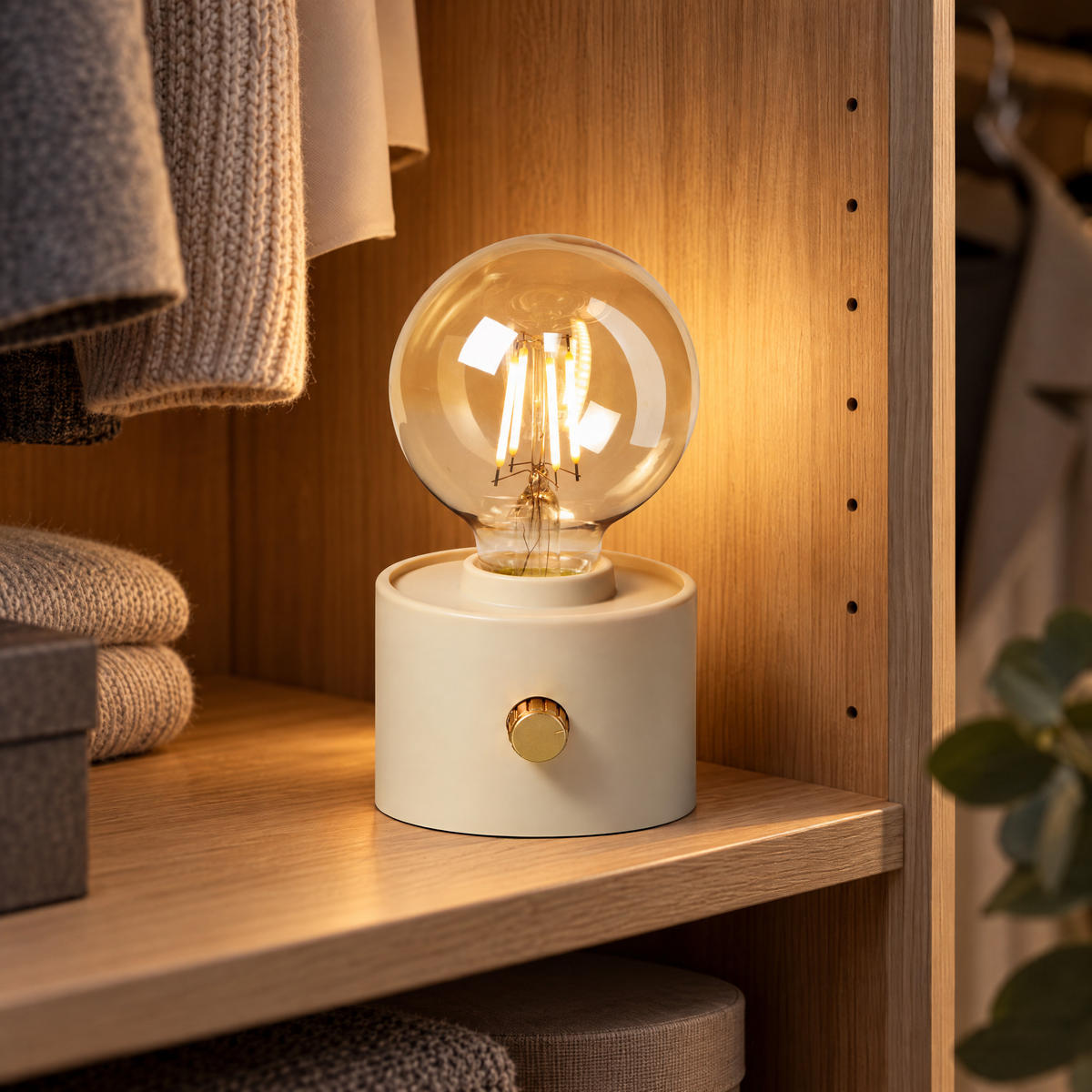 LED-AKKU-TISCHLEUCHTE Vintage dimmbar Drehschalter Edison-Birne USB-C Beige 50 lm - Beige, Kunststoff (10/8.7/16cm) - Northpoint