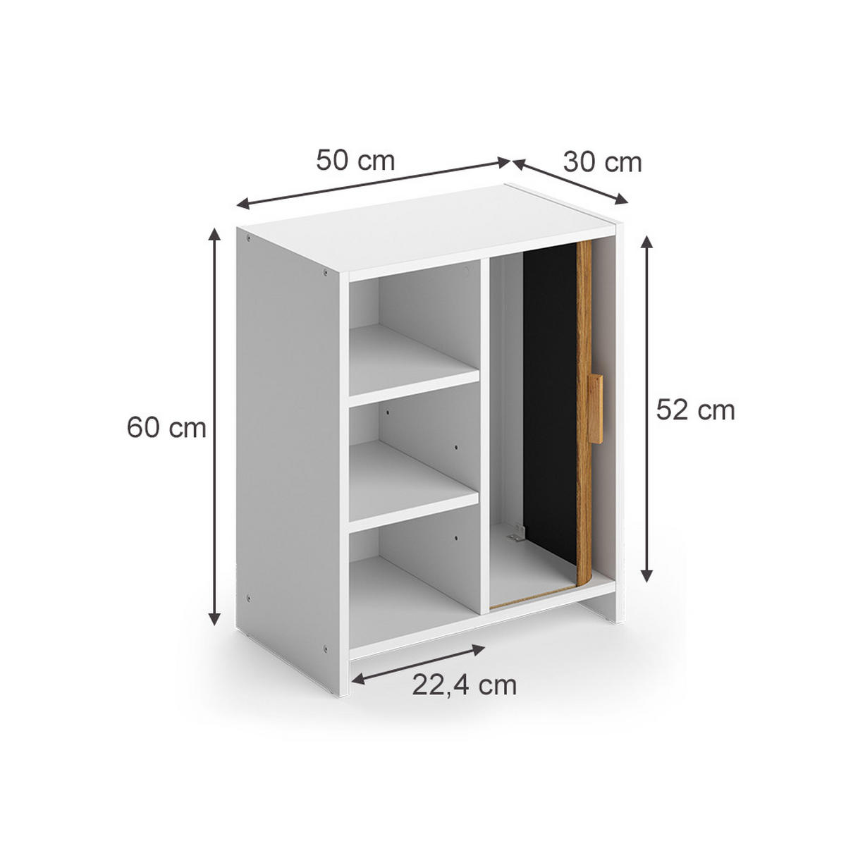 BADSCHRANK Norea, Eiche/Weiß, 50 x 60 cm - Eichefarben/Weiß, Holzwerkstoff (50/60/30cm) - Vicco