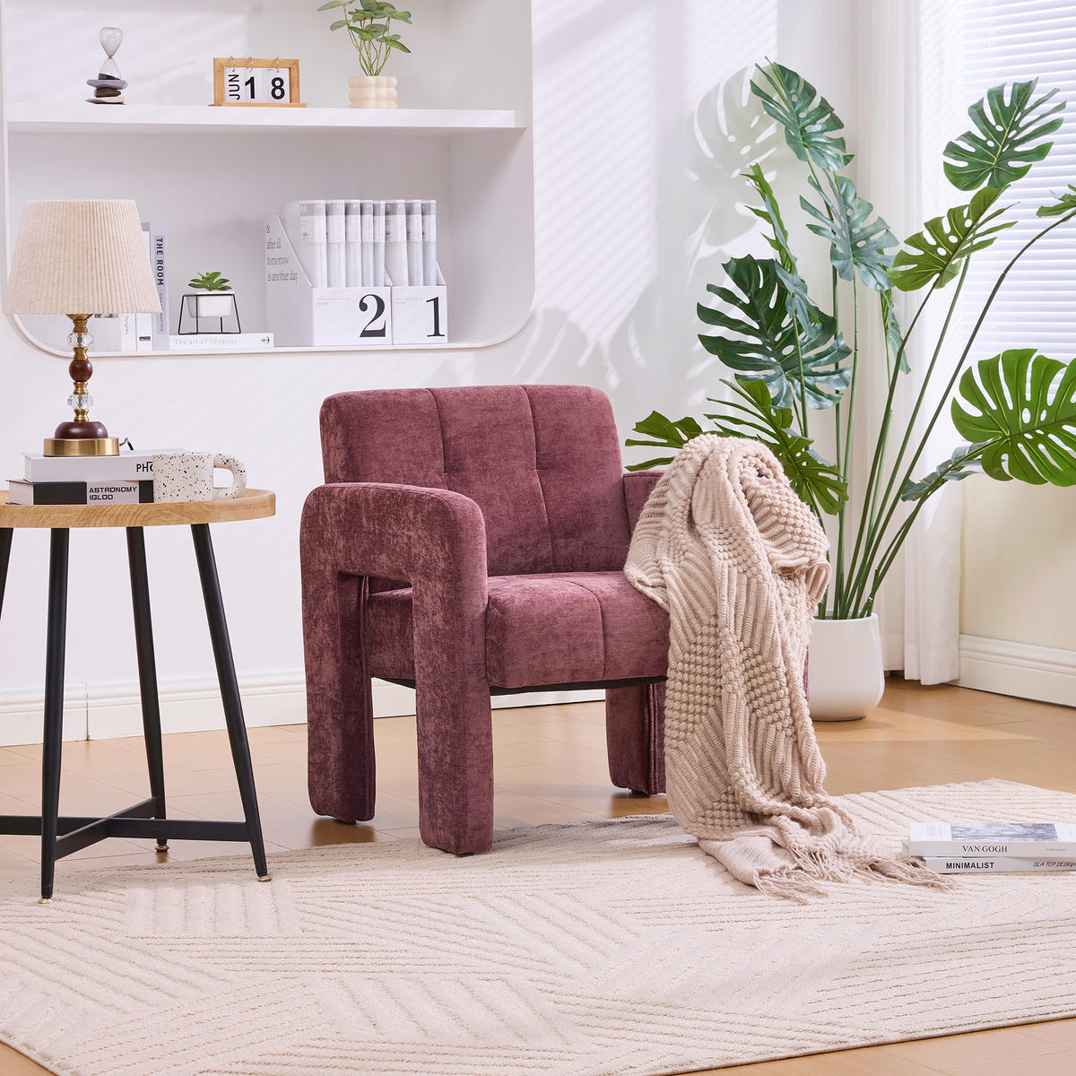 SESSEL Chenille 67x69x74 cm-Polstersessel Belastbar,Rot - Grün, Textil/Metall (67/74/69cm) - PARAFTA HOME