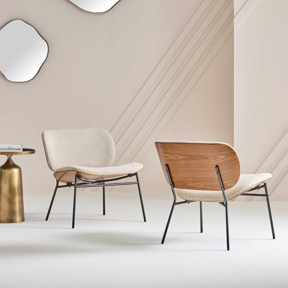 POLSTERSTUHL aus naturfarbenem stoff serge 62/65/68 cm - Braun, Holz (71/68/71cm) - Signature