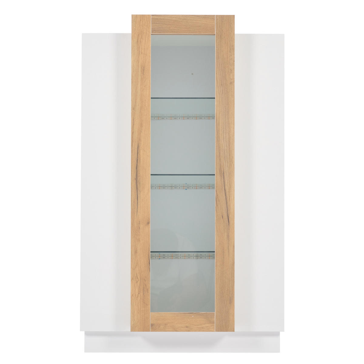 VITRINE 74/40/120 cm aus Spanplatte mit LED-Beleuchtung und Acrylfront Weiß/Natur - Weiß, Holzwerkstoff (74/120/40cm) - Modenvie