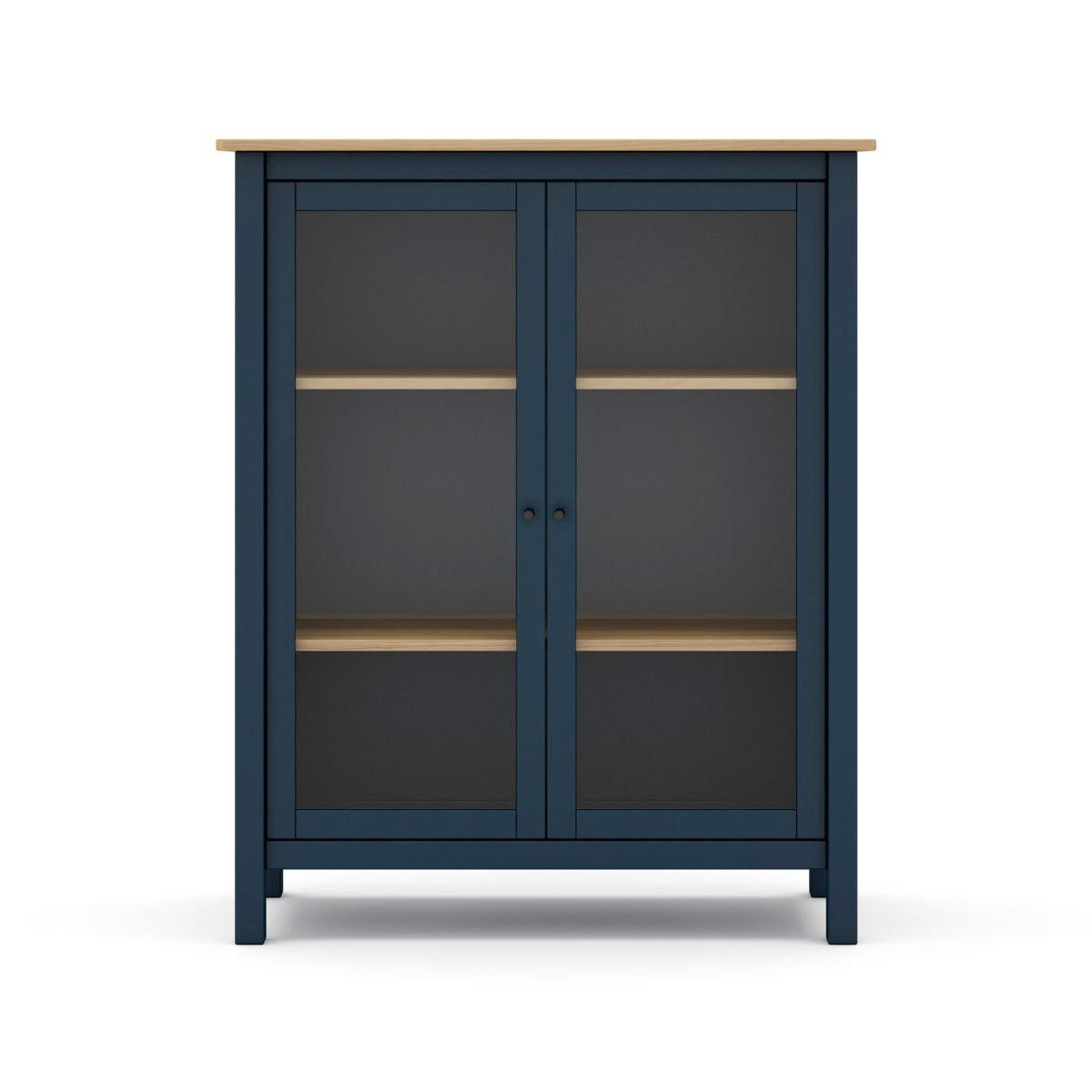 VITRINE 2 Türen L90 x H110 cm - Misti - Blau, Holz (40/110/90cm) - Calicosy