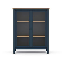 VITRINE 2 Türen L90 x H110 cm - Misti - Blau, Holz (40/110/90cm) - Calicosy