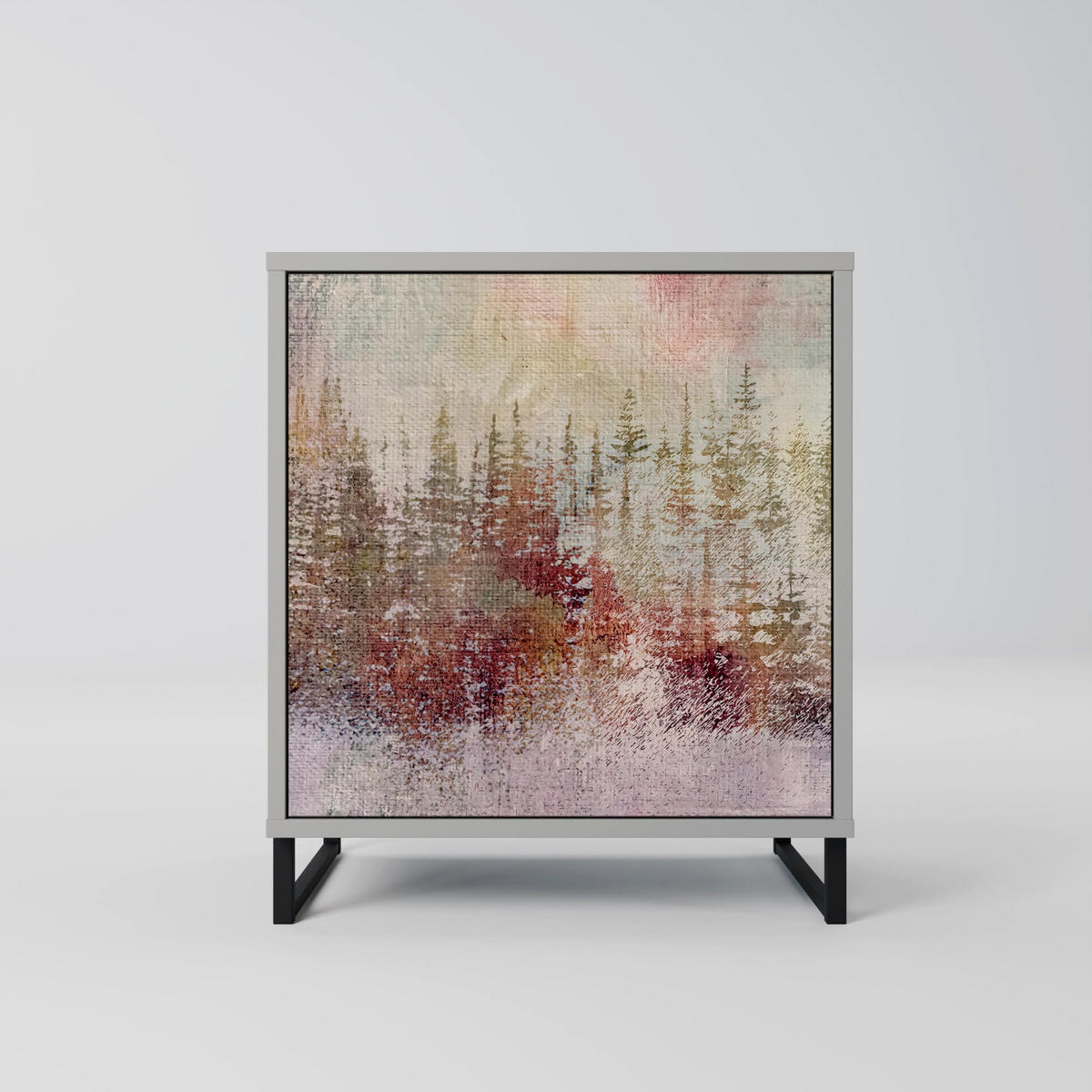 SIDEBOARD VEILED SUMMIT, Grau, 57,5x42x57,5 cm, Ohne Füße - Multicolor/Grau, Holzwerkstoff (57.5/57.5/42cm) - SpaceRebels