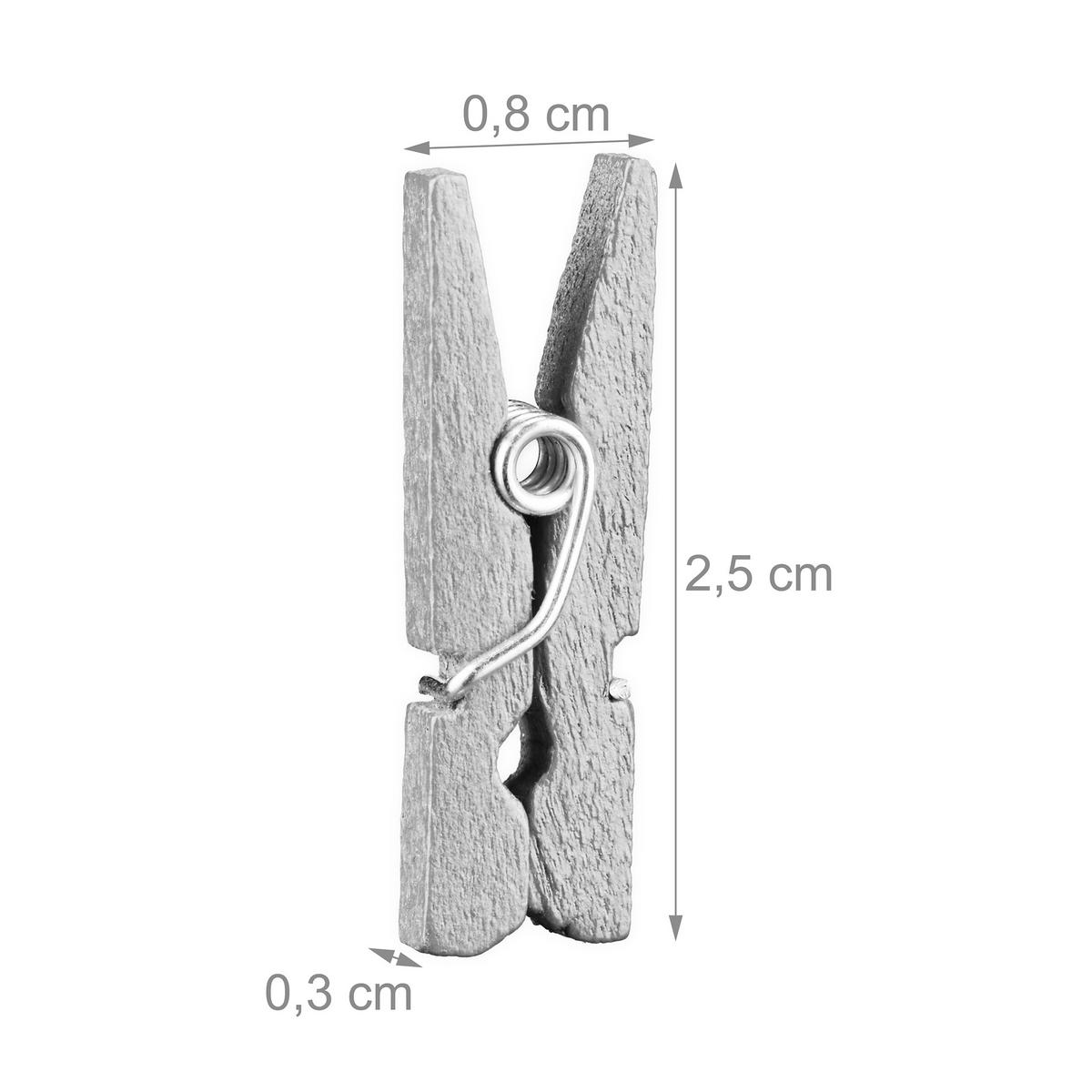 400XMINI-HOLZKLAMMERN - Silberfarben, Holz (0.8/2.5/0.3cm) - Relaxdays