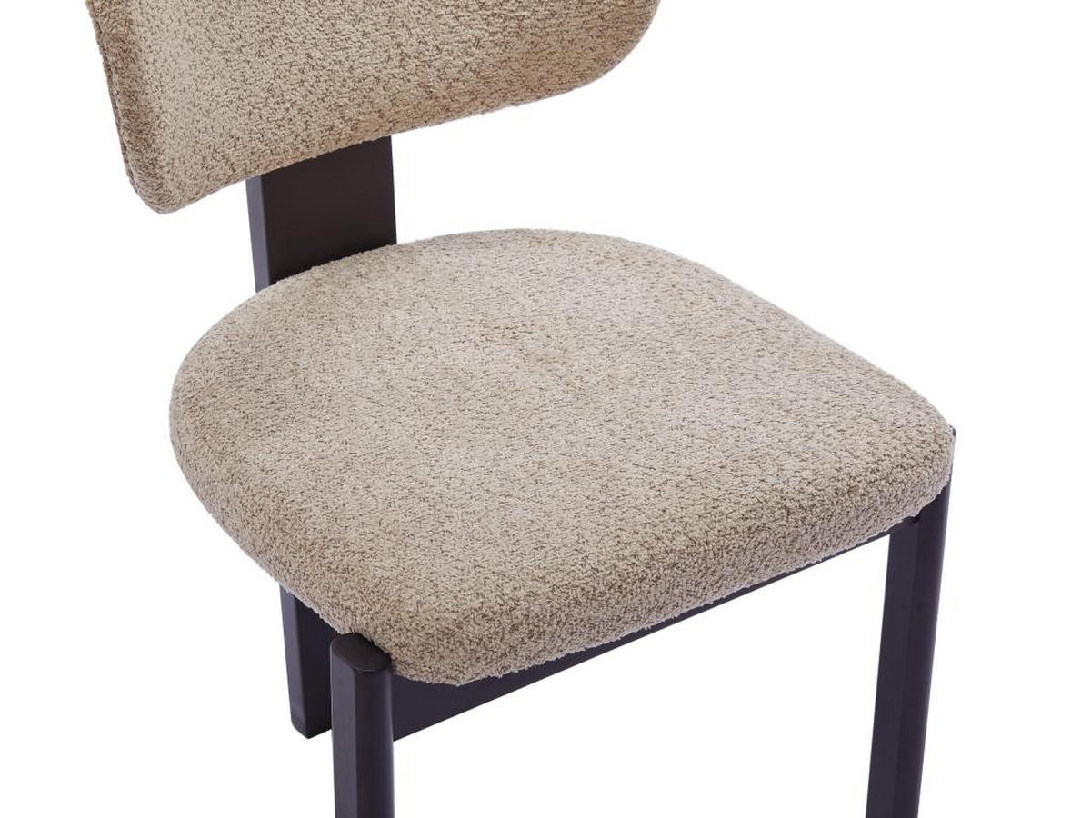 STUHL 2er-Set - Bouclé-Stoff & Kautschukholz - Taupe & Schwarz - WILANA - Taupe/Schwarz, Textil (60/85/56cm) - Vente-Unique