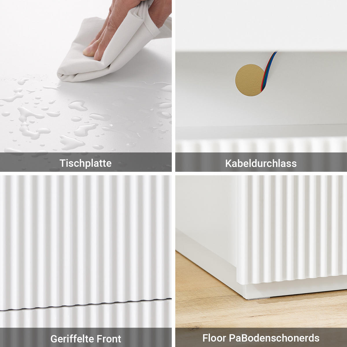 NACHTTISCH mit 3 Schubladen, Weiß - Weiß, Holzwerkstoff/Metall (41/52/40cm) - SoBuy