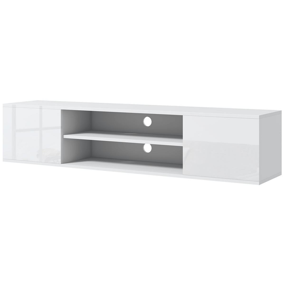 TV-LOWBOARD Weiß 140/30/30 cm, Hängend, 2 Türen, 2 Fächer - Weiß, Holzwerkstoff (140/30/30cm) - PANGIVO