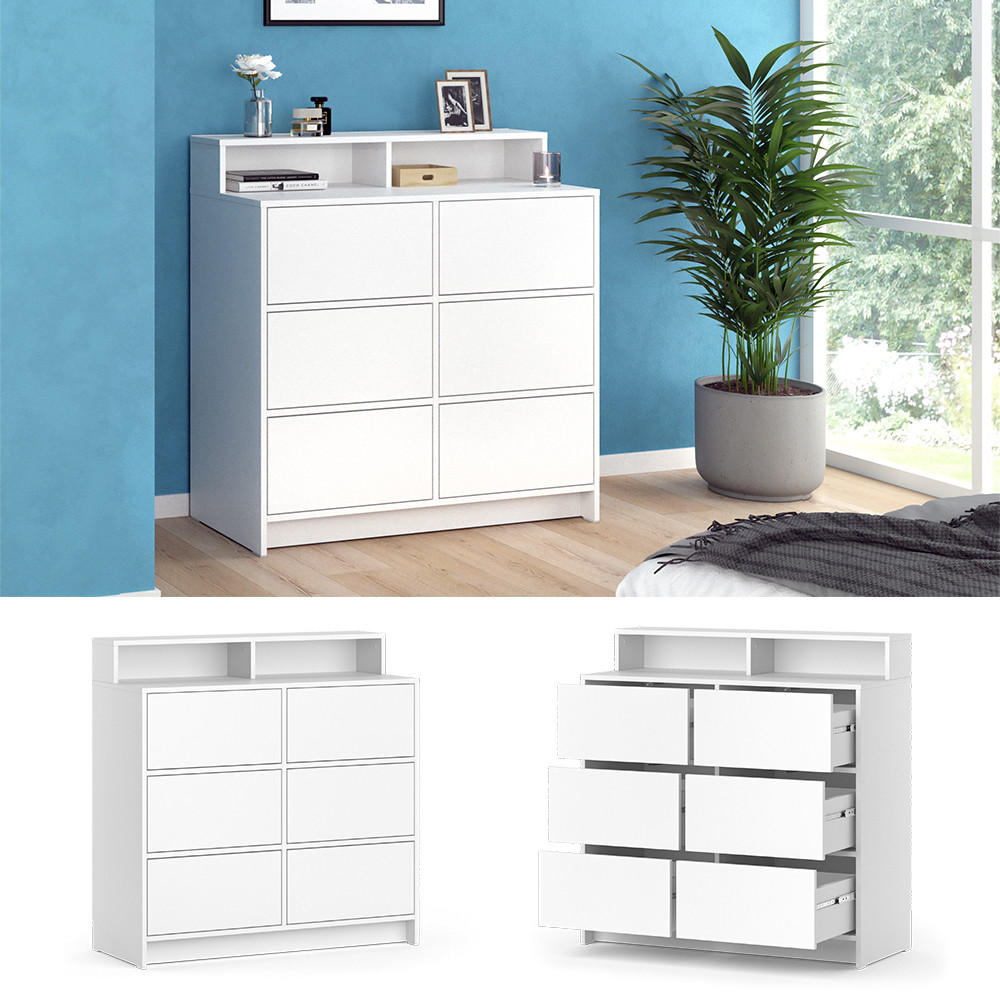 KOMMODE Naara Weiß 98.6 x 100.6 cm - Weiß, Holzwerkstoff (40.3/100.6/98.6cm) - Vicco
