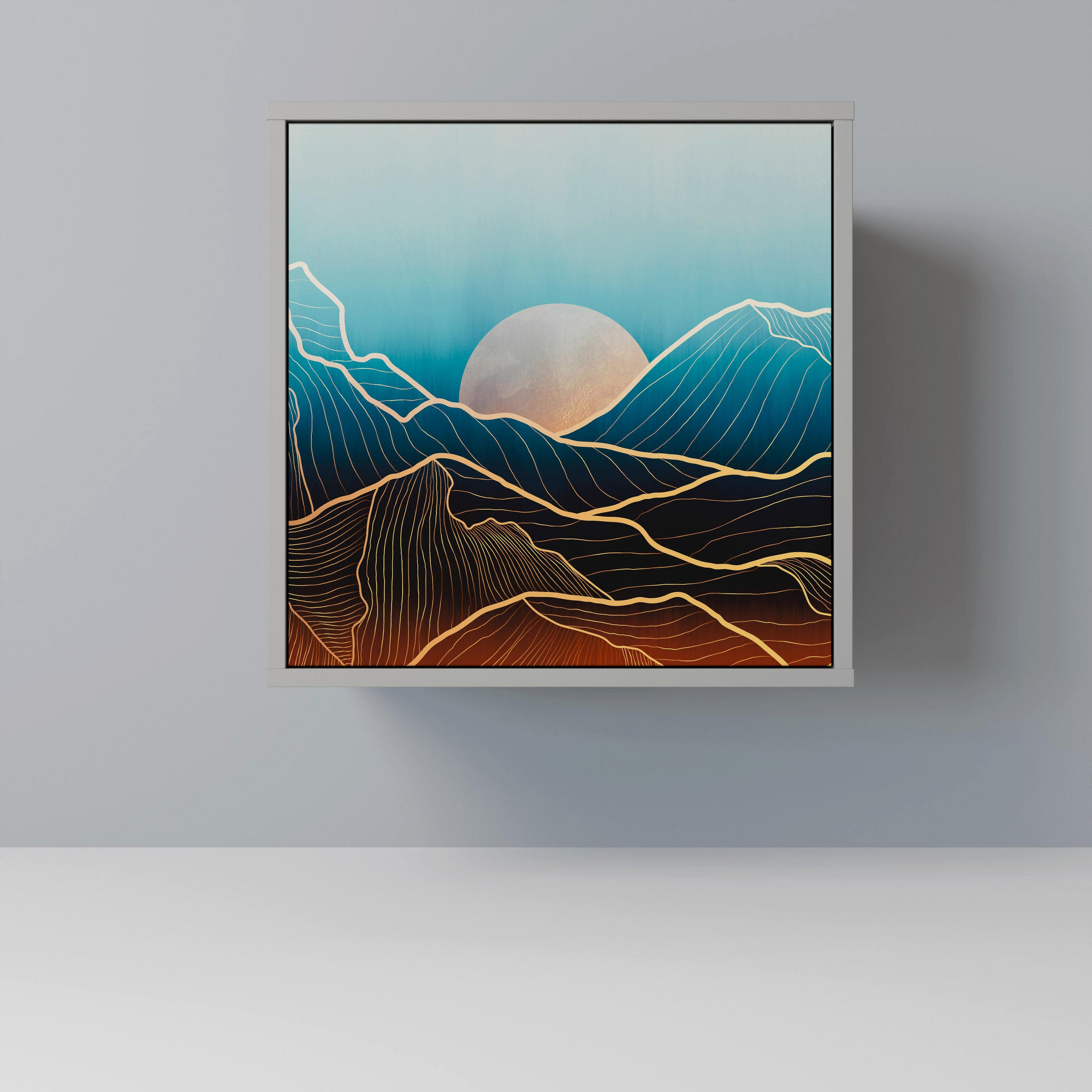 SIDEBOARD LUNAR SECRETS, Grau, 57,5x42x57,5 cm, Ohne Füße - Multicolor/Grau, Holzwerkstoff (57.5/57.5/42cm) - SpaceRebels