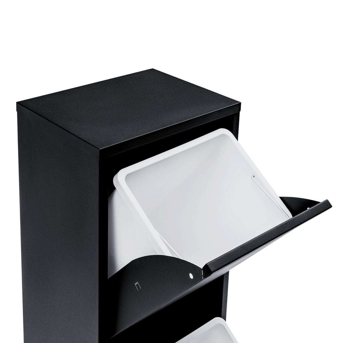 MÜLLEIMER 3 Fach Schwarz Mülltrennsystem aus Metall - Schwarz, Metall (33/136/25cm) - Gowoll