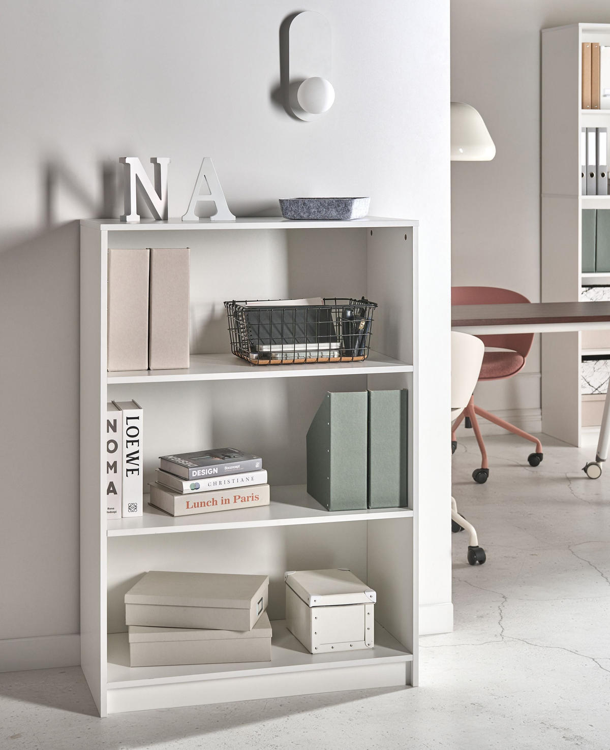 BÜCHERREGAL mit 3 Ebenen 117 cm Weiß Zehna - Weiß, Holzwerkstoff (80/117/40cm) - Beliani