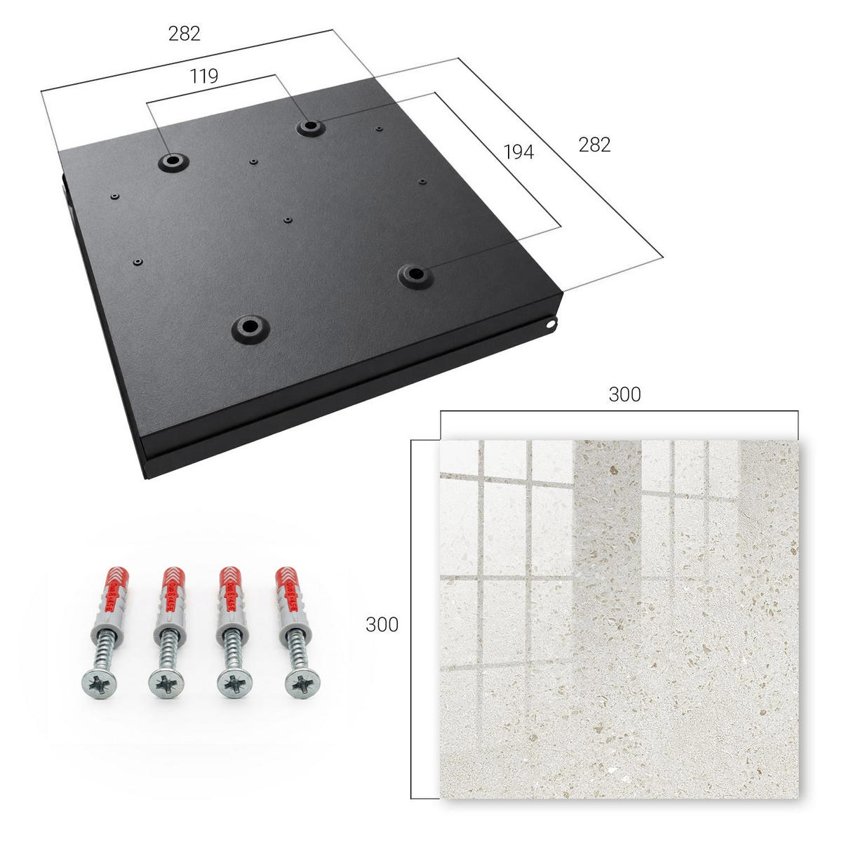 SCHLÜSSELBOX Schwarz 30x30 cm- Türöffnung nach rechts - Beige Stein - Beige, Metall (30/30/5cm) - TULUP