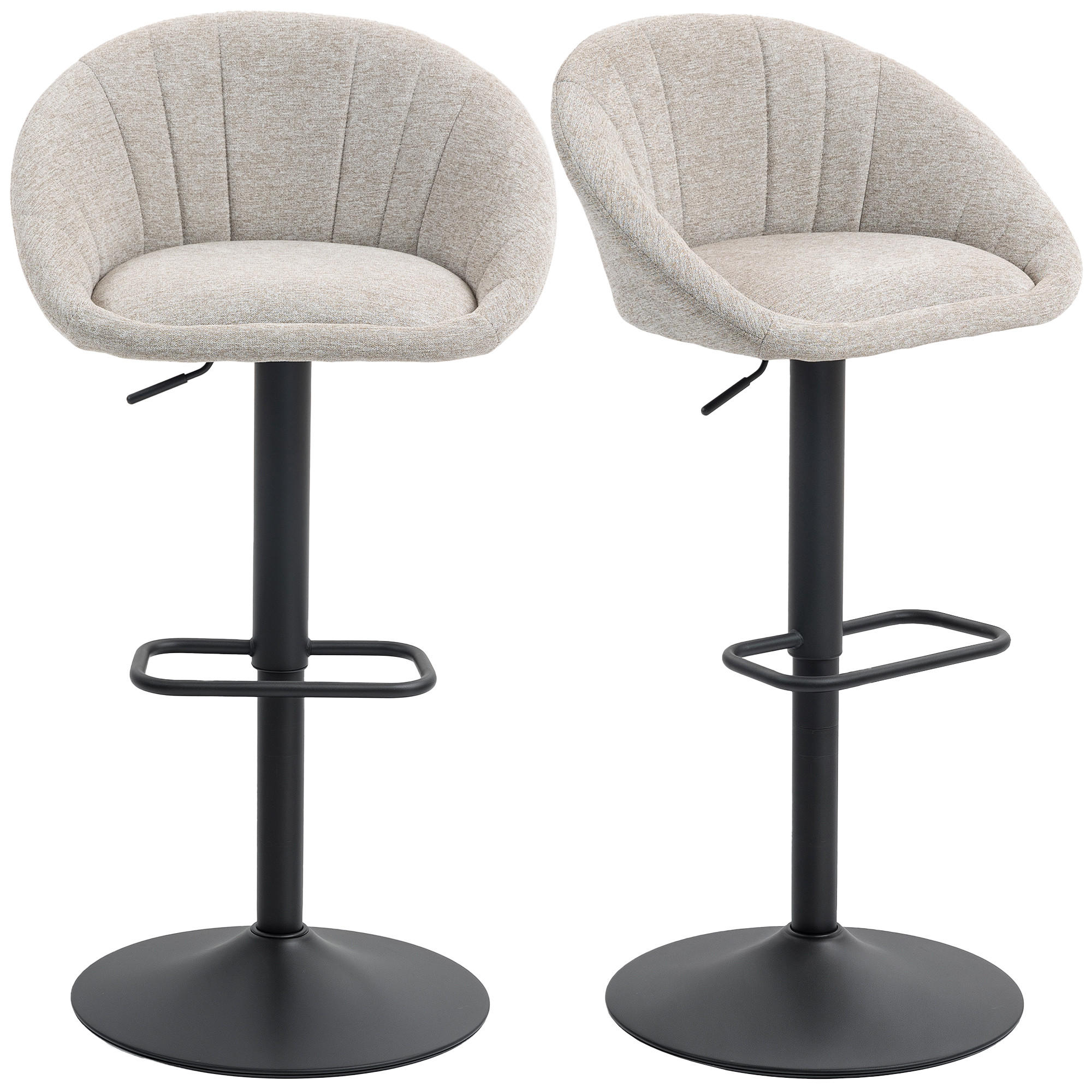 BARHOCKER 2er-Set DE-14815 höhenverstellbar & schwenkbar mit Armlehnen Beige - Beige, Metall (46/103/53.5cm) - ComfortXL