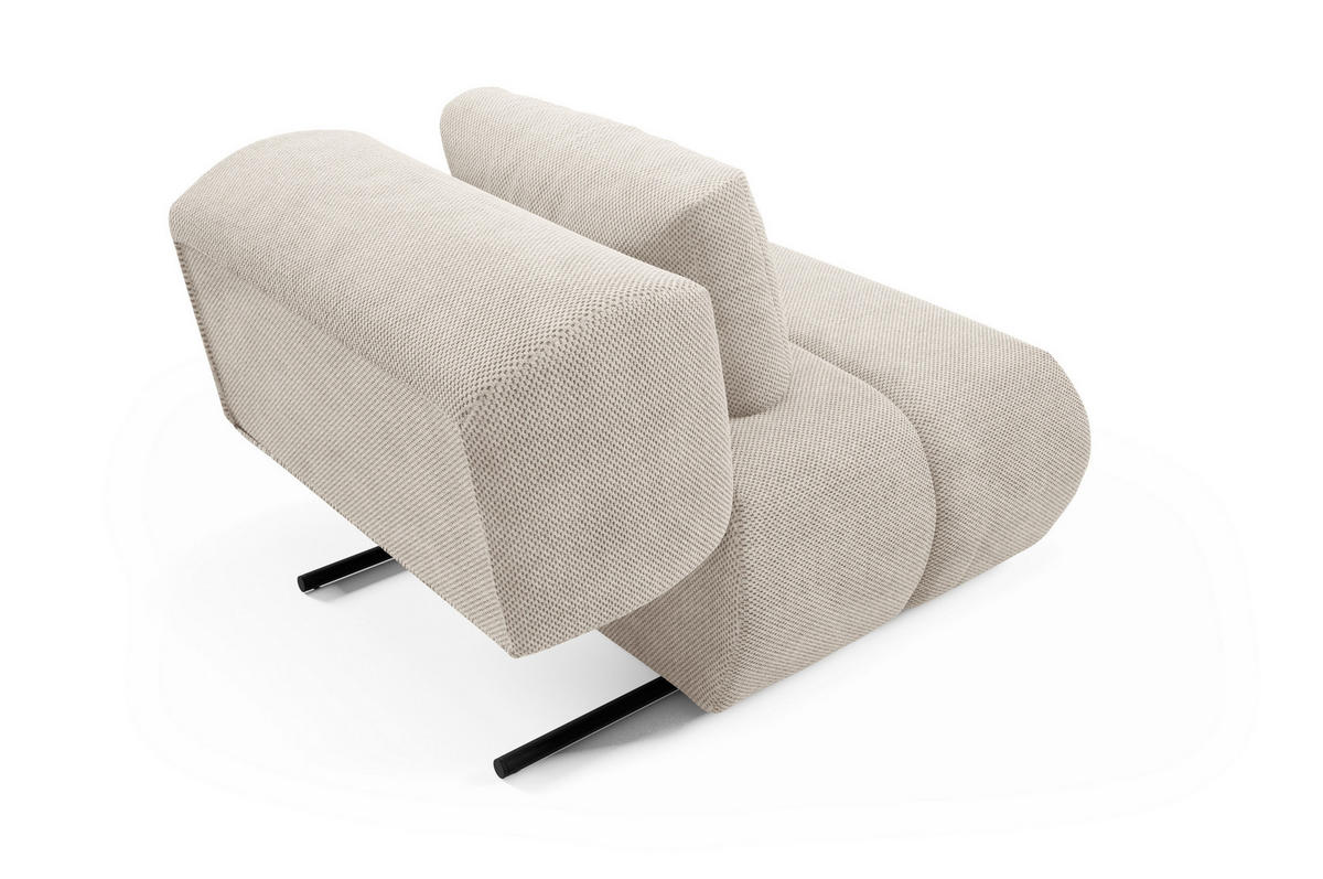 SESSEL ATOMO, Modern Polstersessel Loungesessel, Velours-Stoff Beige - Beige, Holz/Metall (98/82/134cm) - MASSENO