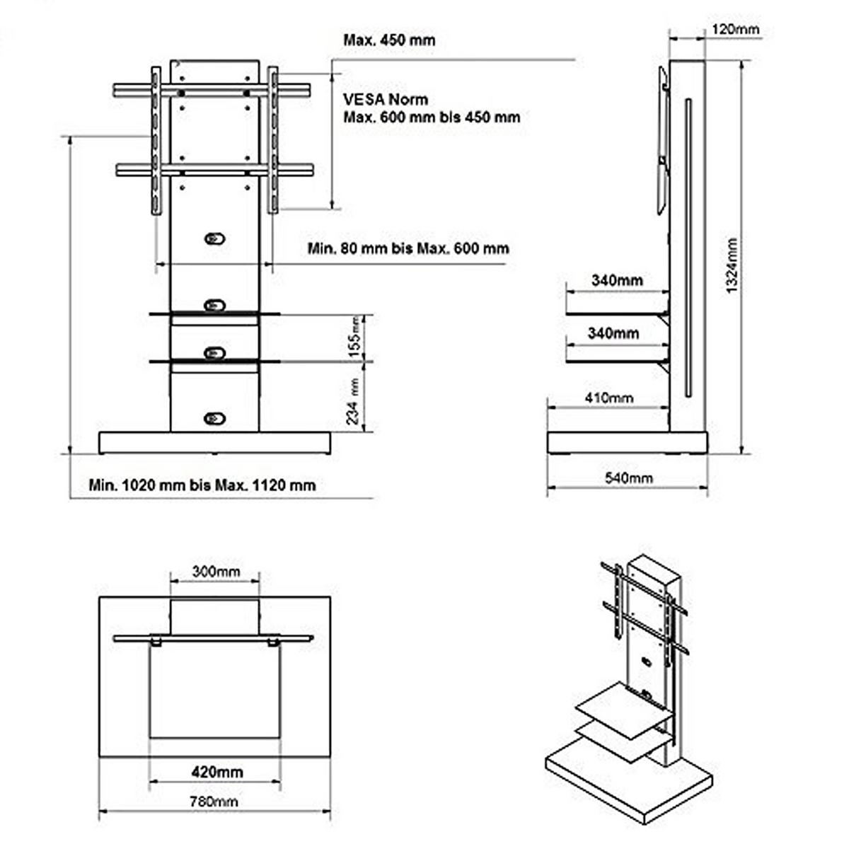 TV RACK rechteckig Weiß Hochglanz Glas 78/132/54 cm - Weiß Hochglanz, Holzwerkstoff (78/132/54cm)