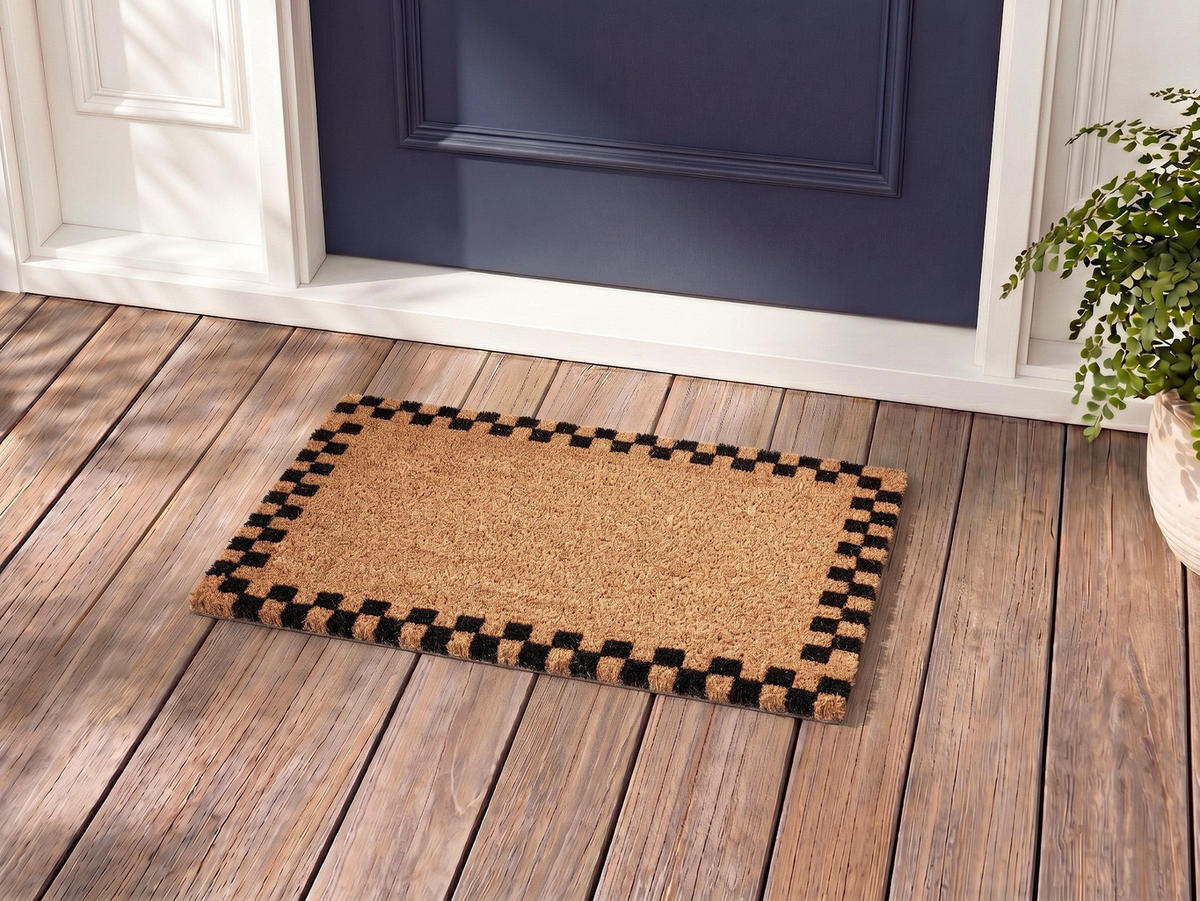 FUSSMATTE Beige/Schwarz 40/60 cm Kokosfasern Sagada - Beige, Textil (40/60cm) - Beliani