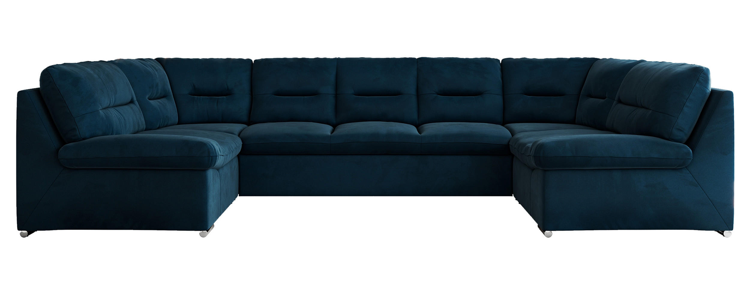 WOHNLANDSCHAFT MORBIDO U Dunkelblau Velvet - Silberfarben/Dunkelblau, Textil/Metall (340/93/206cm) - MKS