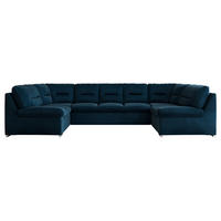 WOHNLANDSCHAFT COMODO U Dunkelblau Velvet - Silberfarben/Dunkelblau, Textil/Metall (340/93/206cm) - MKS