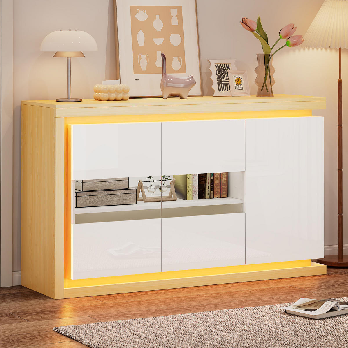 SIDEBOARD Weiß 140/40/84 cm - Weiß, Holzwerkstoff (140/84/40cm) - PANGIVO