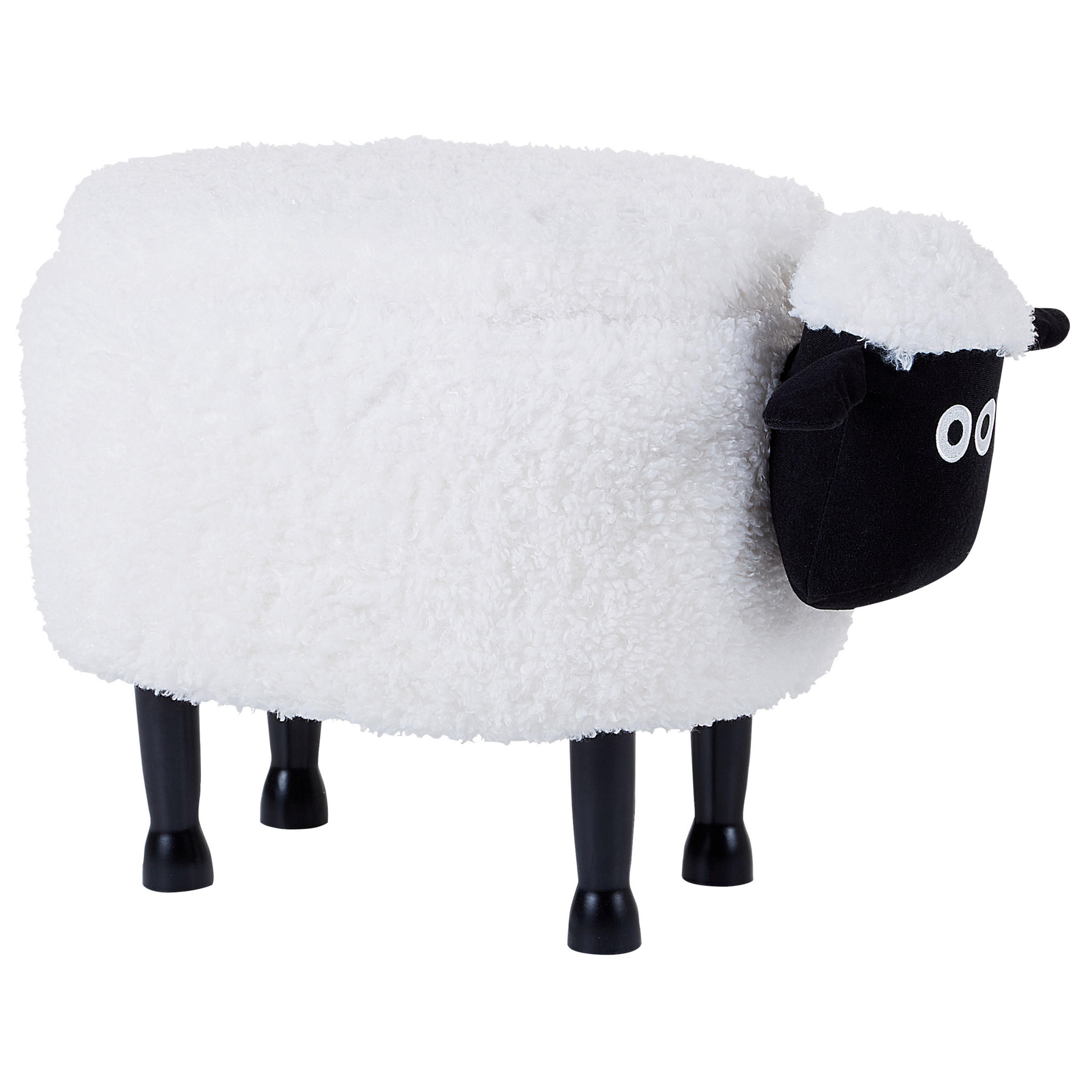 TIERHOCKER Sheep 35/55/40 cm - Weiß, Kunststoff/Textil (55/40/35cm) - Beliani