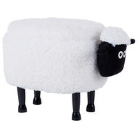 TIERHOCKER Sheep 35/55/40 cm - Weiß, Kunststoff/Textil (55/40/35cm) - Beliani