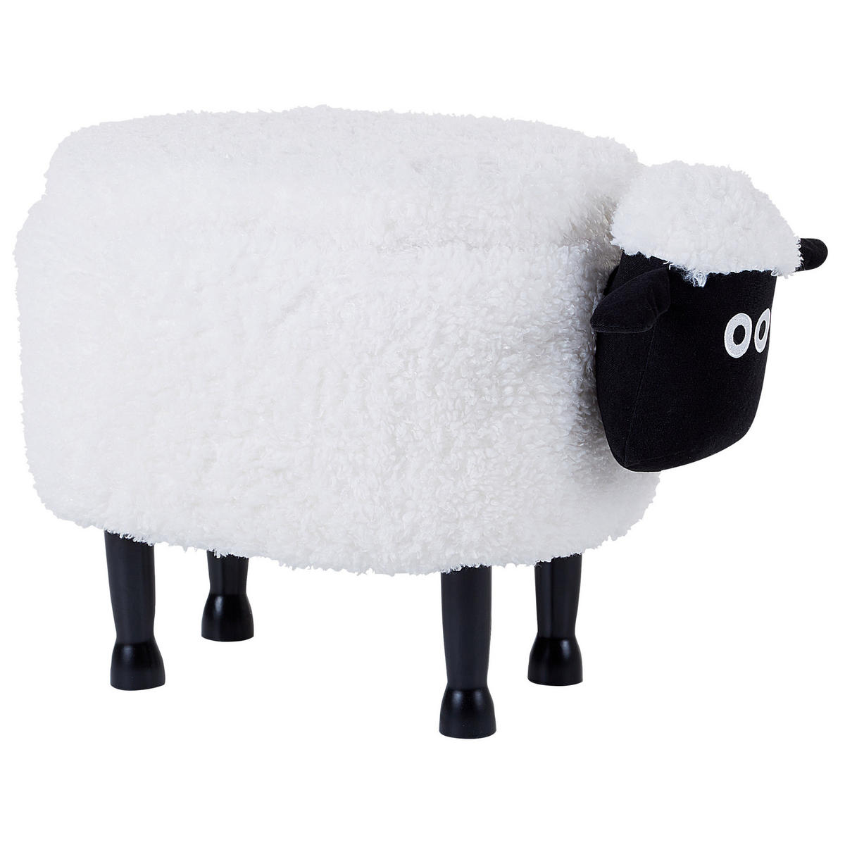 TIERHOCKER Sheep 35/55/40 cm - Weiß, Kunststoff/Textil (55/40/35cm) - Beliani