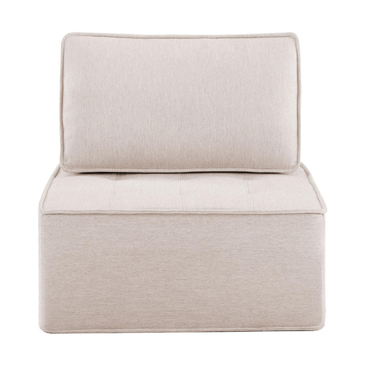 POLSTERSESSEL aus Leinenbezug in Beige – modular und platzsparend - Beige, Holzwerkstoff (81/81/81cm) - BEAOK