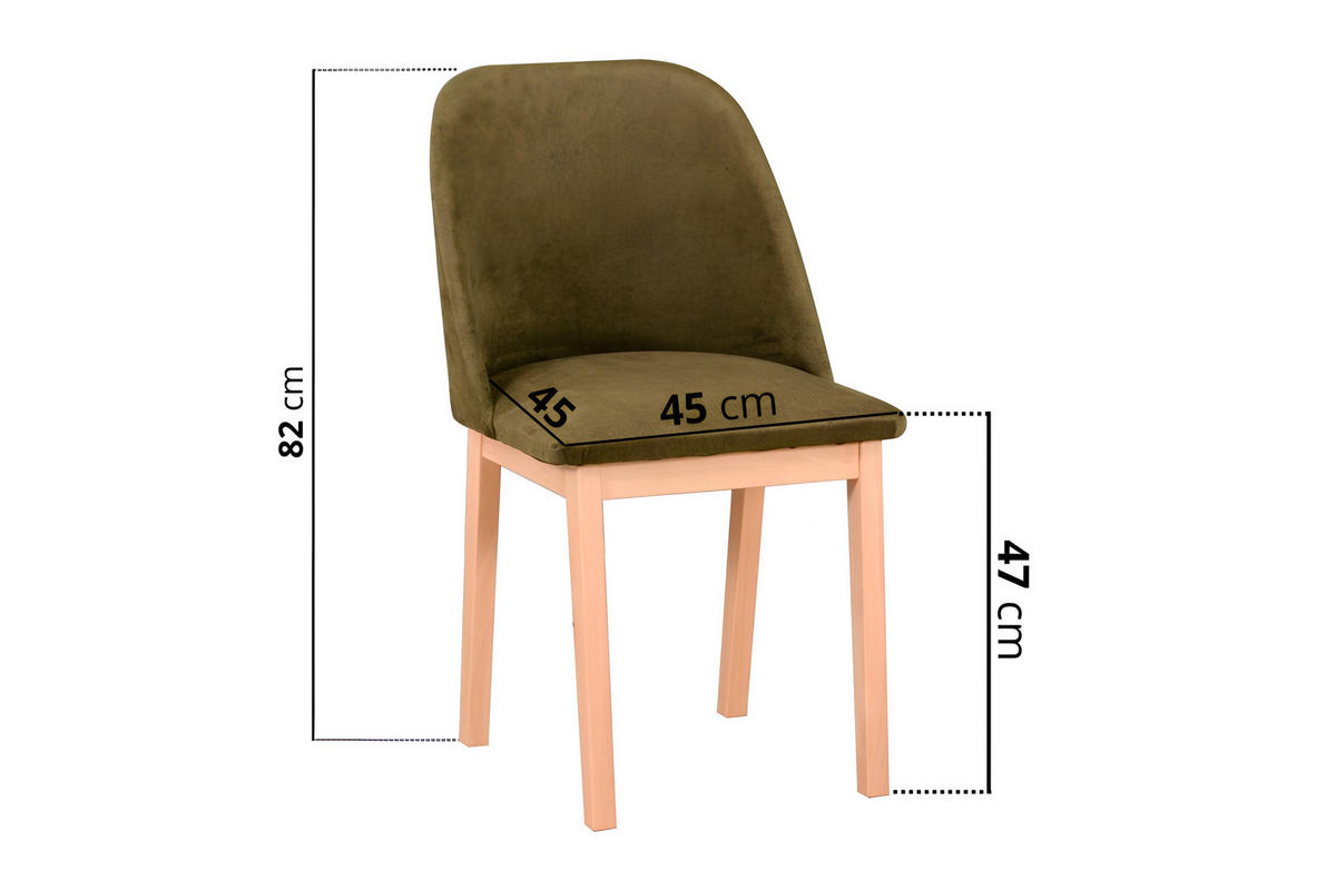 STUHL 2er Set MONTI 1 Buchefarben - Buchefarben/Schwarz, Holz (45/82/45cm) - Leaf Design