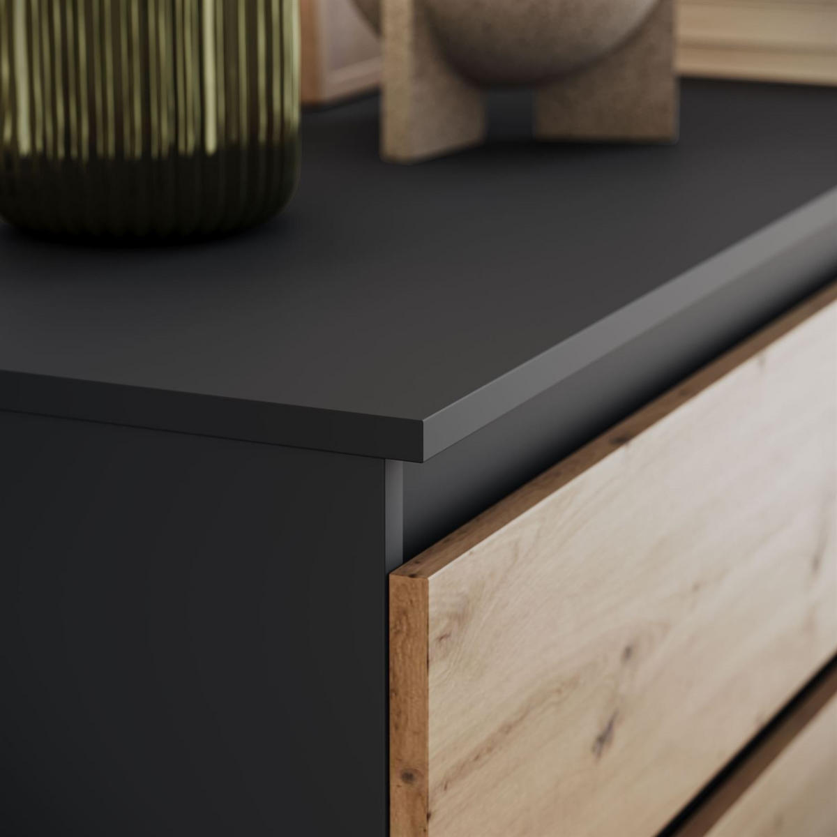 Sideboard HANA M6 Artisan Eiche / Anthrazit 120cm - Eiche Artisan, Holzwerkstoff (120/74.4/30cm) - Lookway