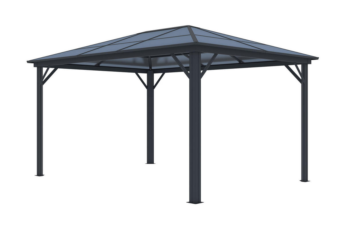 PAVILLON Grace Anthrazitgrau 4m x 3m - Grau, Metall (395/251/300cm) - Cazeboo