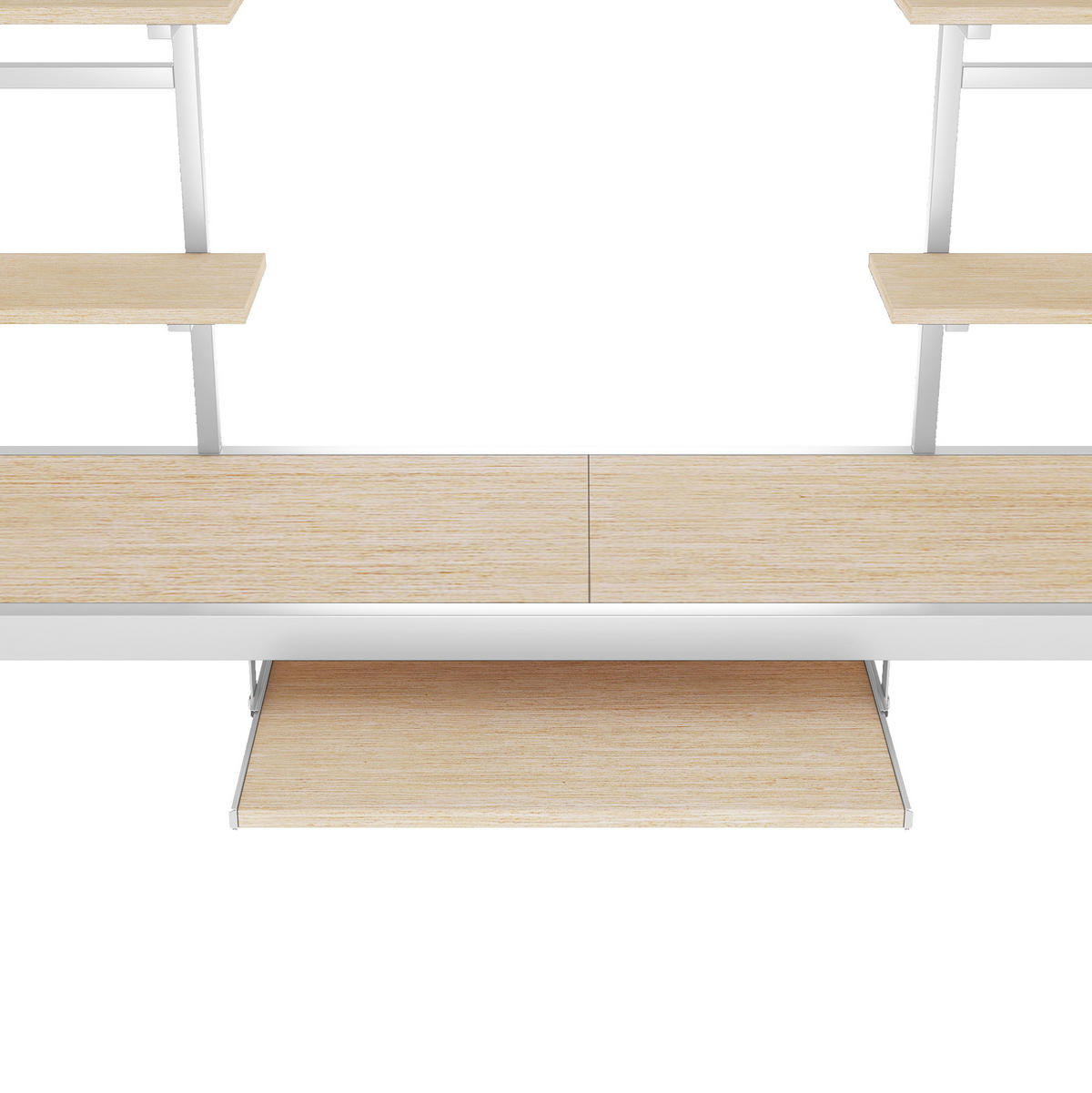 HOCHBETT 90/200 cm Weiß aus Metall mit Schreibtisch und 2 Regalen - Weiß, Metall (90/200cm) - OKMYHOME