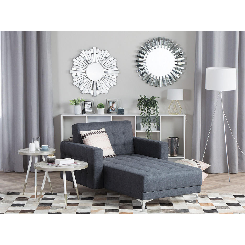 Thumbnail - Beliani Chaiselongue, Silber, Dunkelgrau, Textil, 107x83x168 cm, Wohnzimmer, Sessel, Relaxliegen